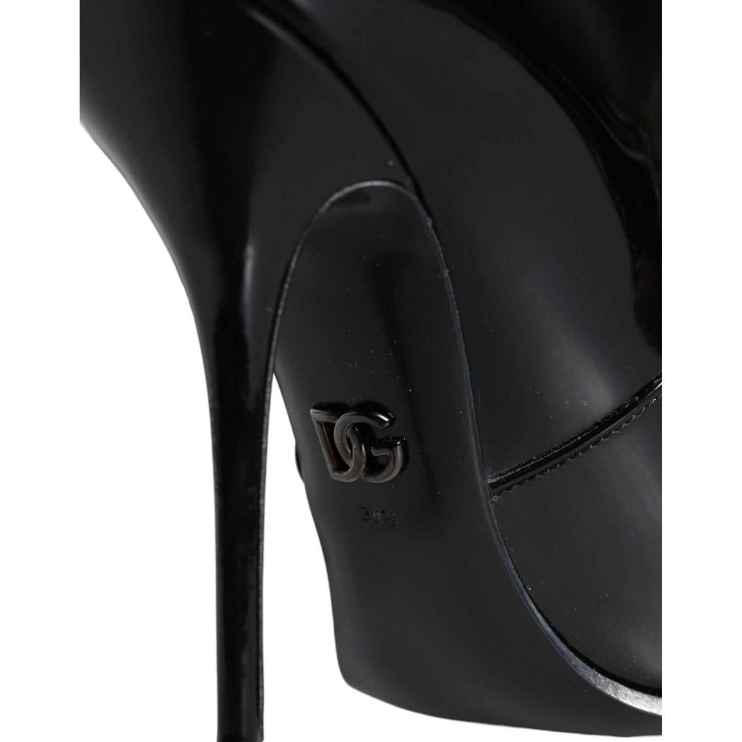 Dolce & Gabbana Black Patent Leather Pointed Ankle Boots Shoes Dolce & Gabbana Black