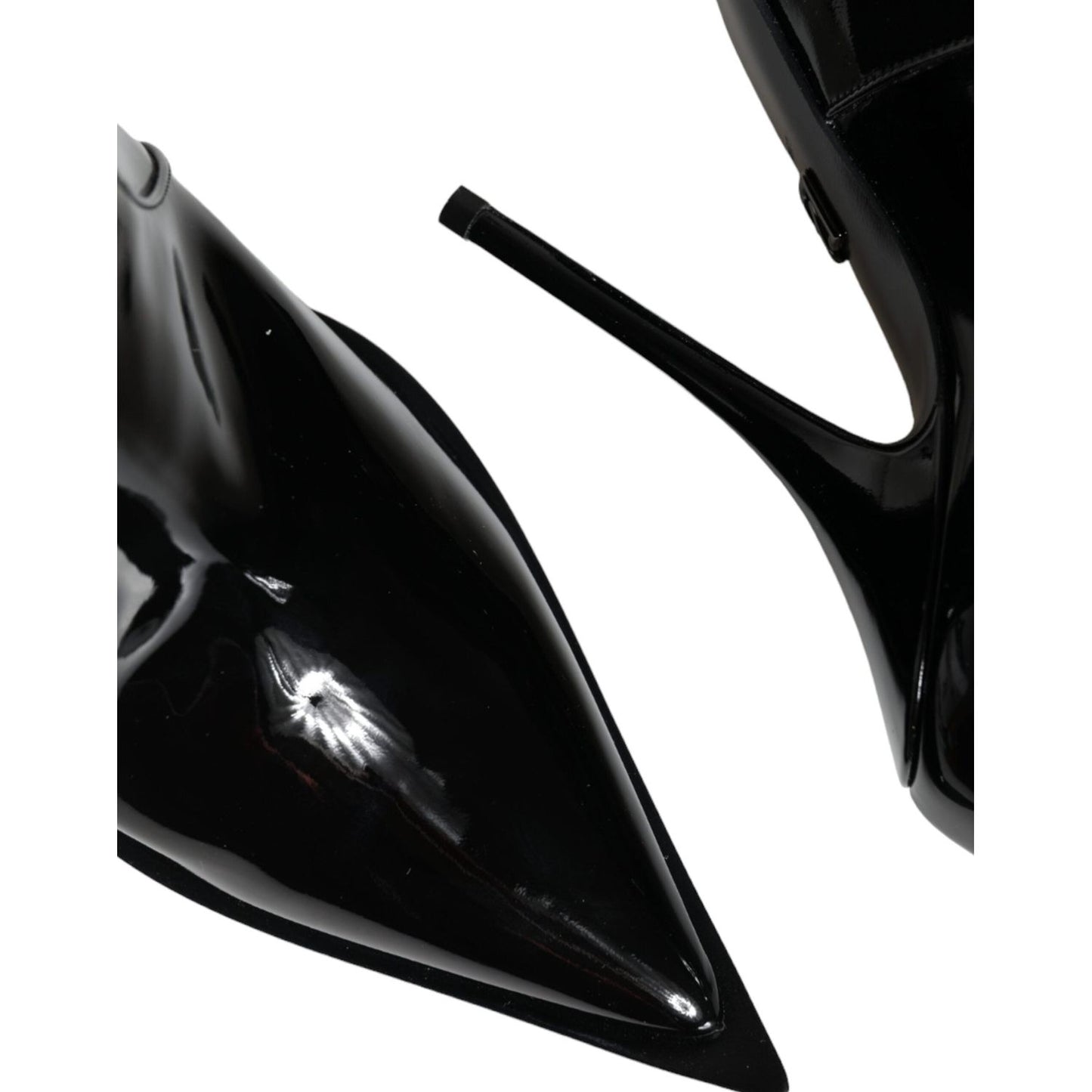 Dolce & Gabbana Black Patent Leather Pointed Ankle Boots Shoes Dolce & Gabbana Black