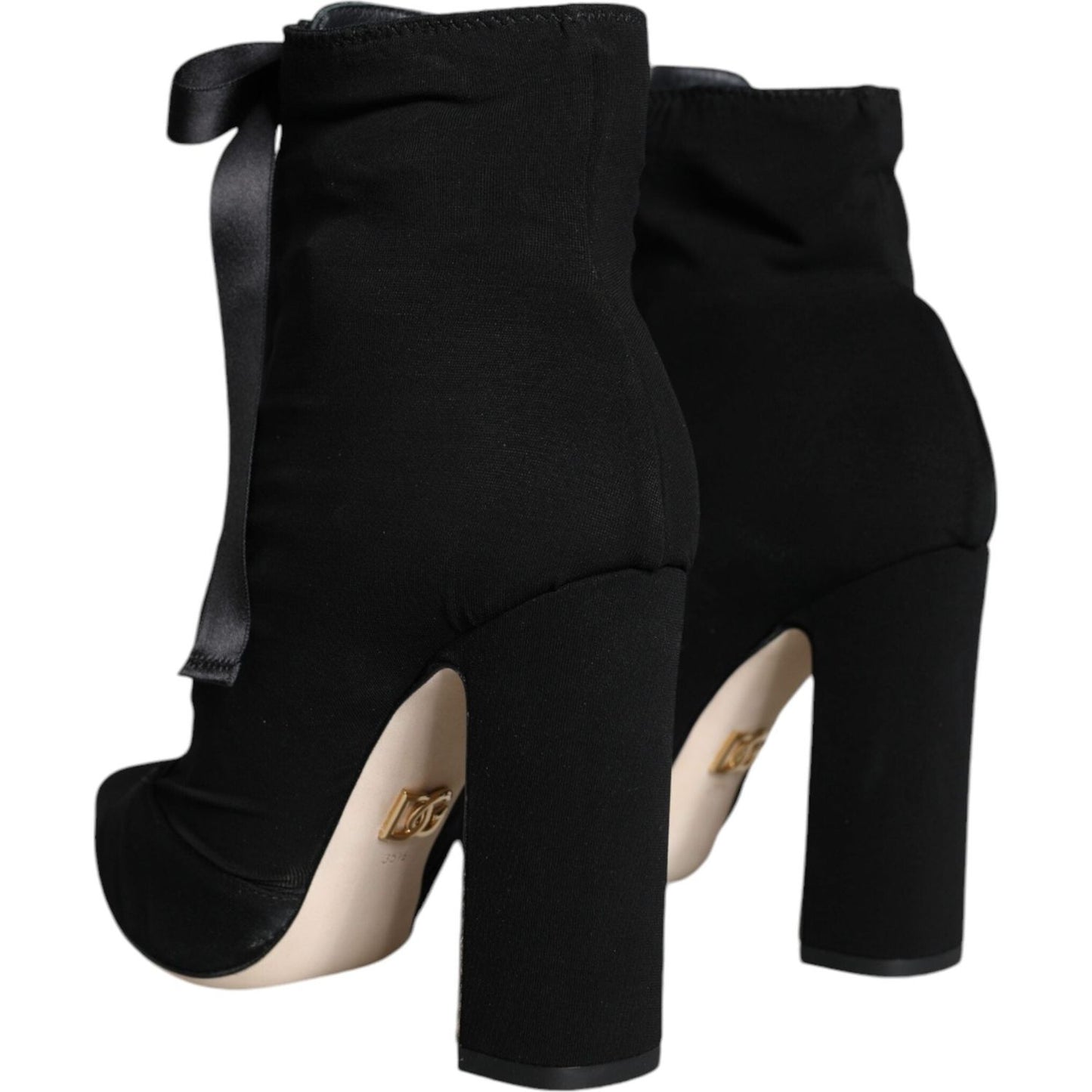 Dolce & Gabbana Black Jersey Stretch Ankle Booties Shoes Dolce & Gabbana Black