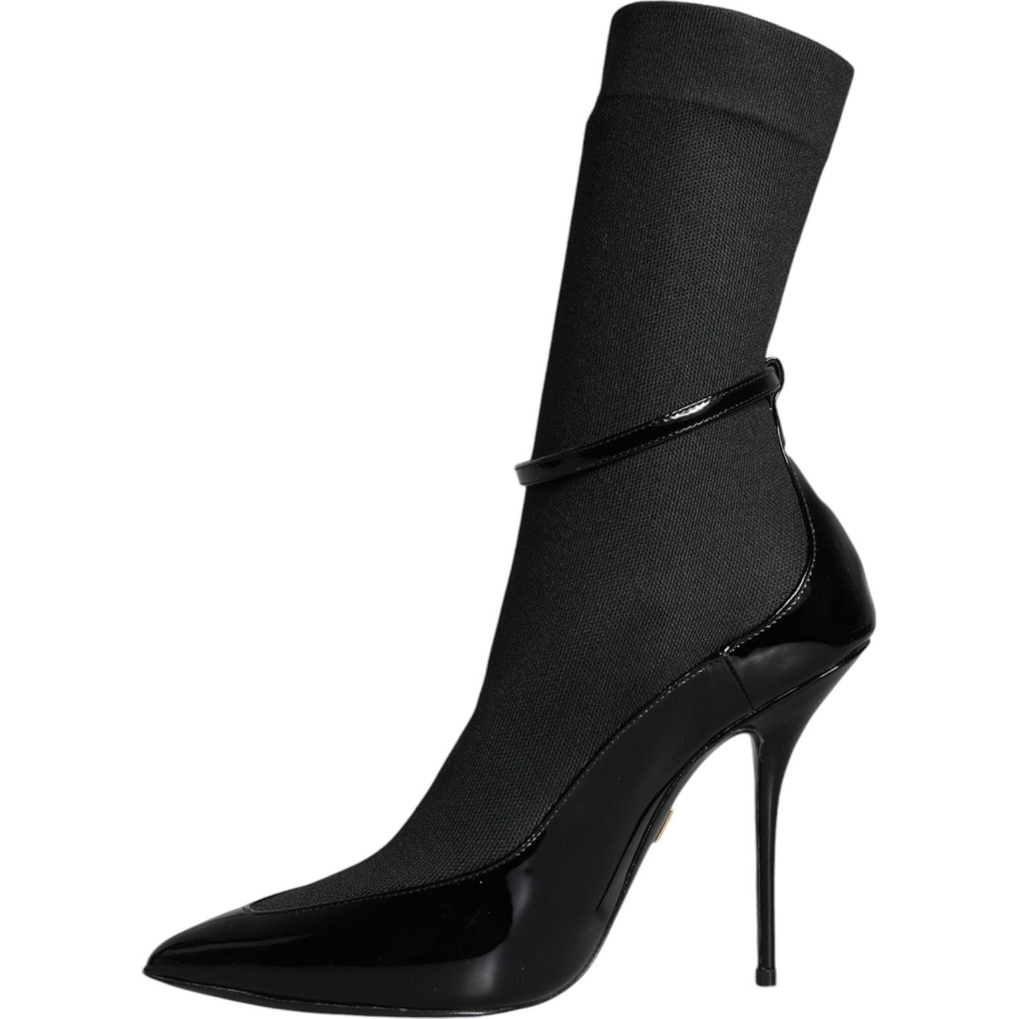 Dolce & Gabbana Black Leather Stilettos Booties Socks Shoes Dolce & Gabbana Black