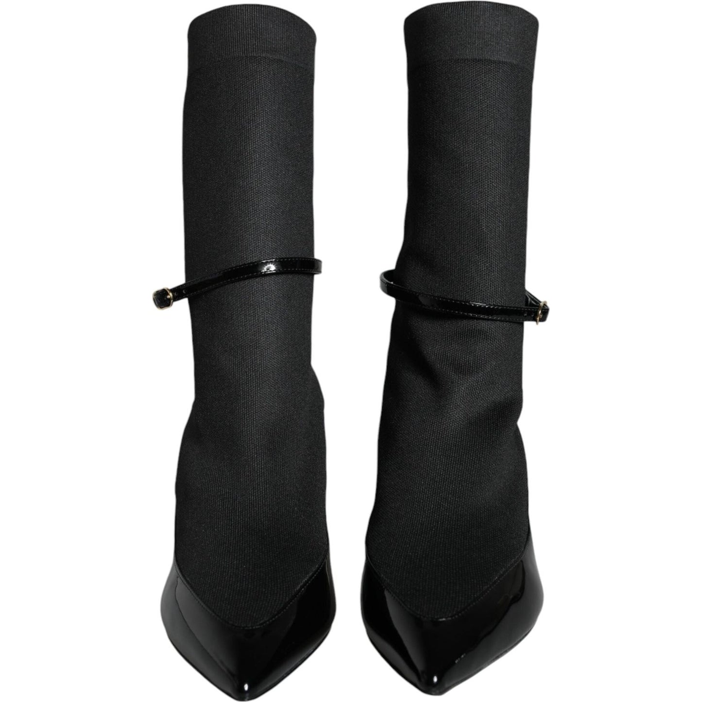 Dolce & Gabbana Black Leather Stilettos Booties Socks Shoes Dolce & Gabbana Black