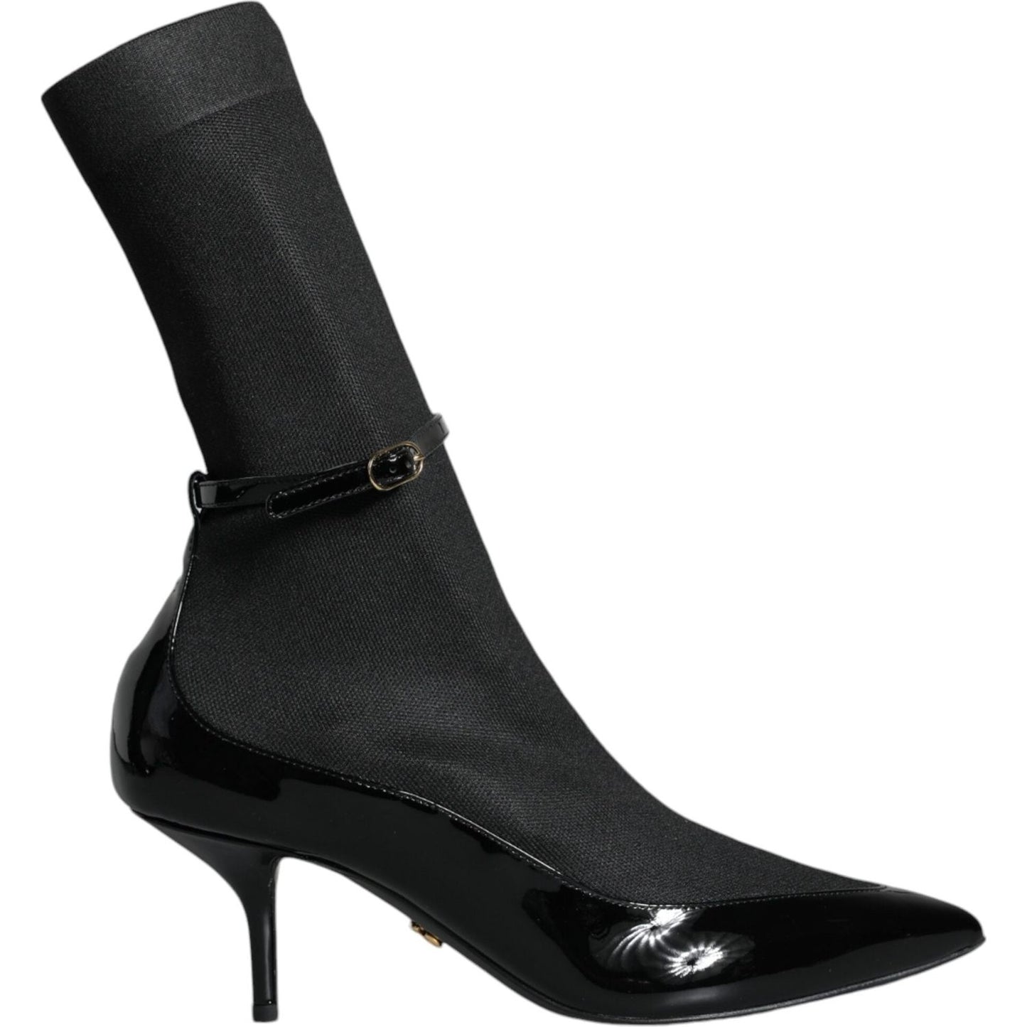 Dolce & Gabbana Black Leather Stilettos Booties Socks Shoes Dolce & Gabbana Black