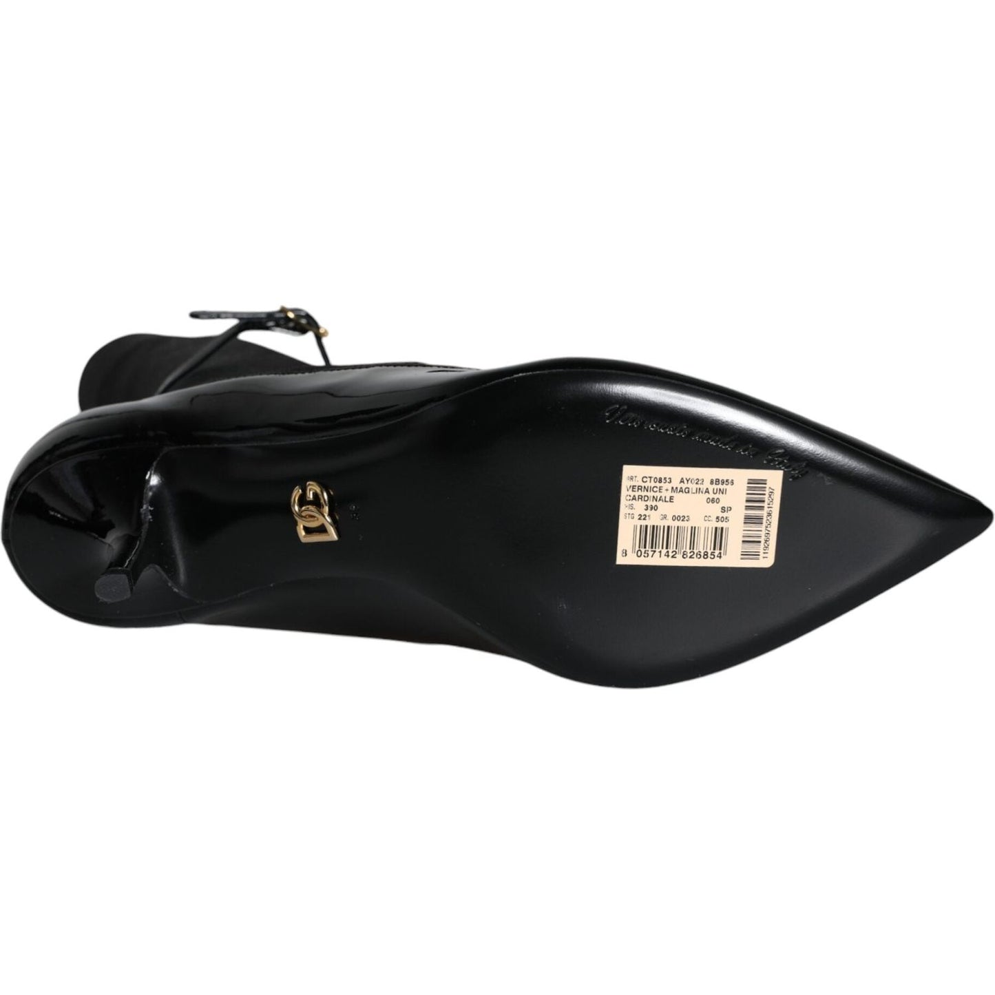 Dolce & Gabbana Black Leather Stilettos Booties Socks Shoes Dolce & Gabbana Black
