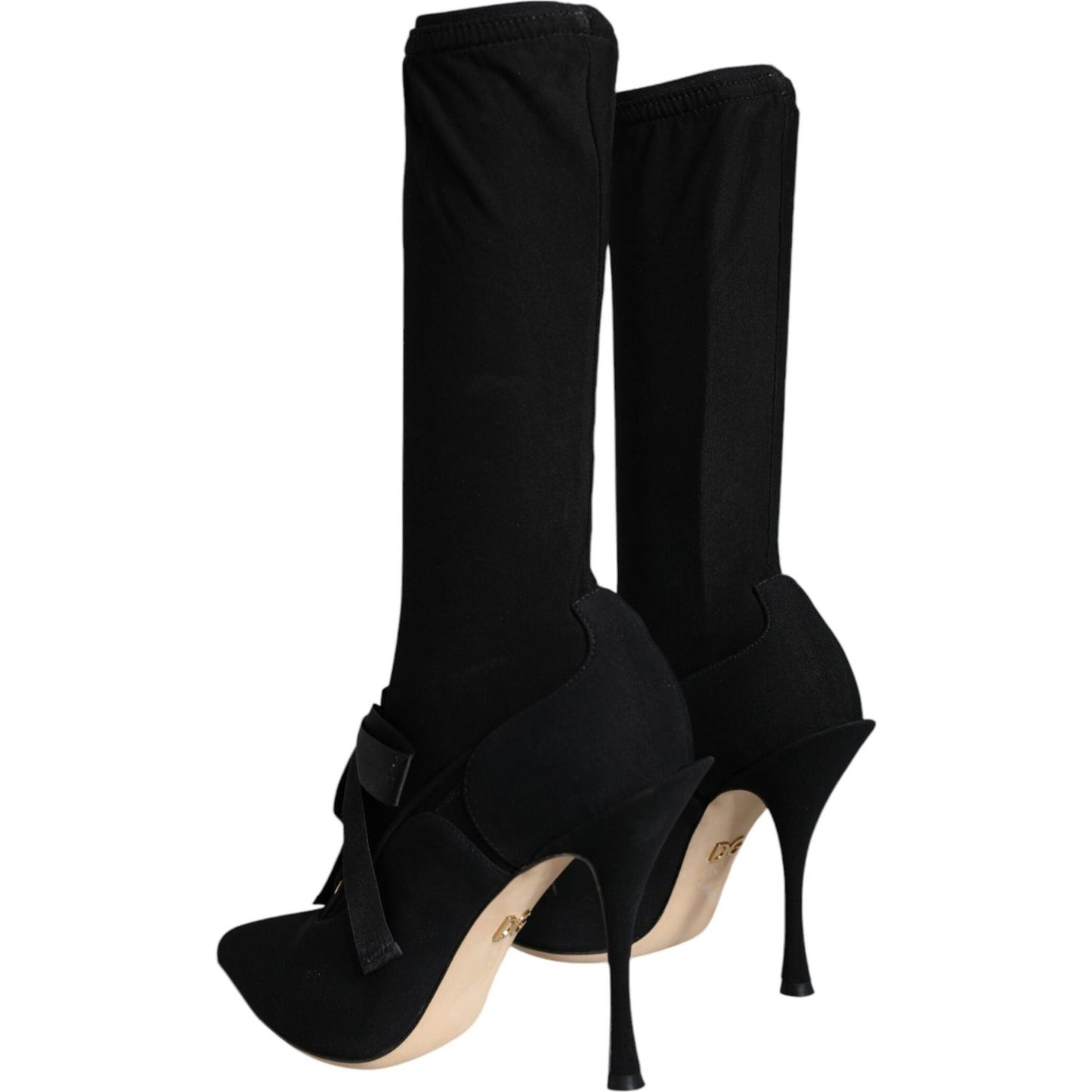 Dolce & Gabbana Black Stiletto Heels Mid Calf Boots Shoes Dolce & Gabbana Black