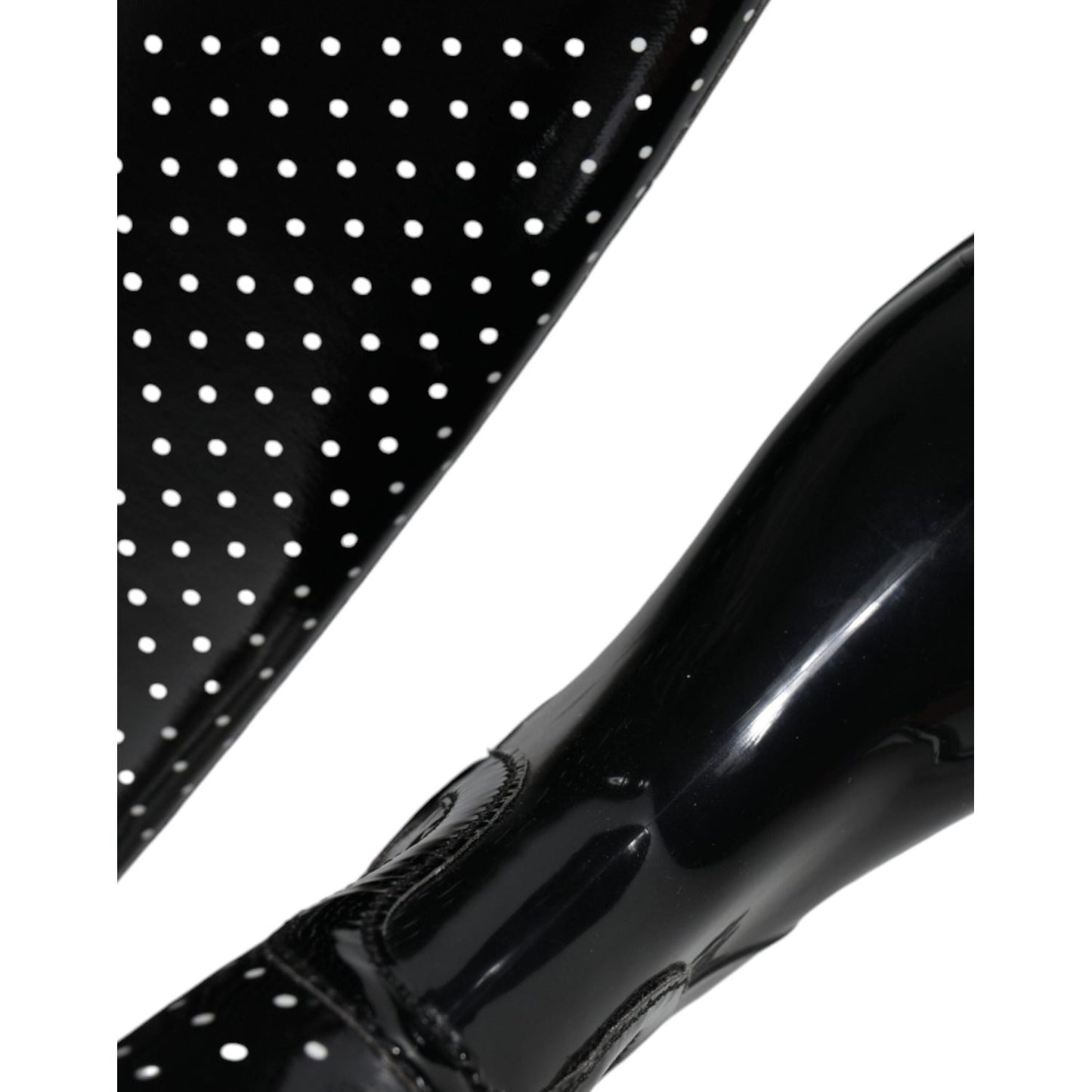 Dolce & Gabbana Black Polka Dot Rubber Knee High Boots Shoes Dolce & Gabbana Black