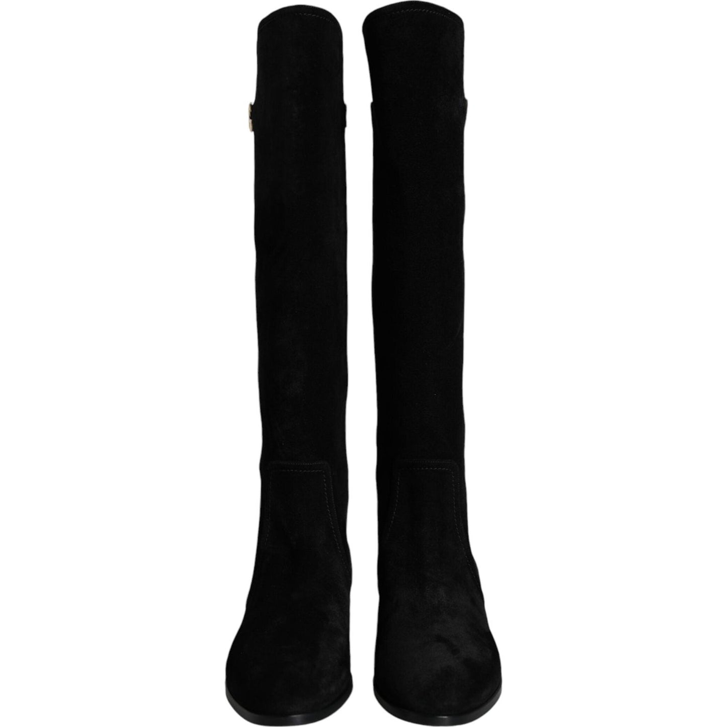 Dolce & Gabbana Black Suede Leather Knee High Boots Shoes Dolce & Gabbana Black