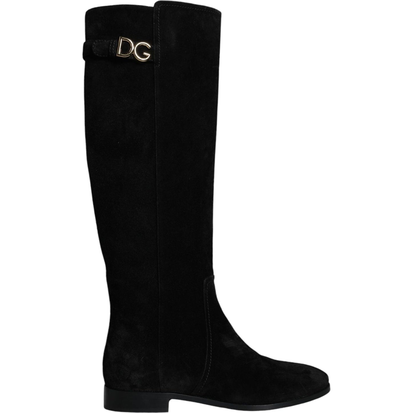 Dolce & Gabbana Black Suede Leather Knee High Boots Shoes Dolce & Gabbana Black