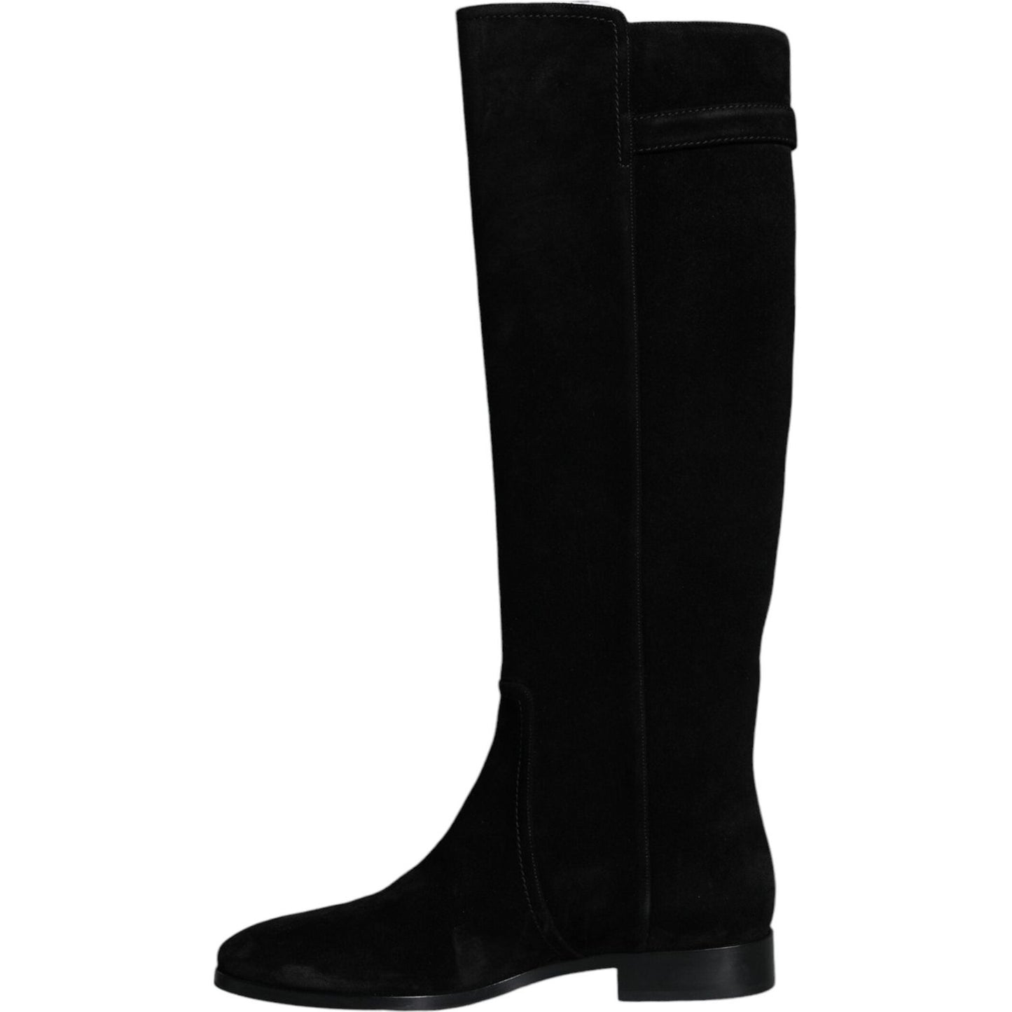 Dolce & Gabbana Black Suede Leather Knee High Boots Shoes Dolce & Gabbana Black