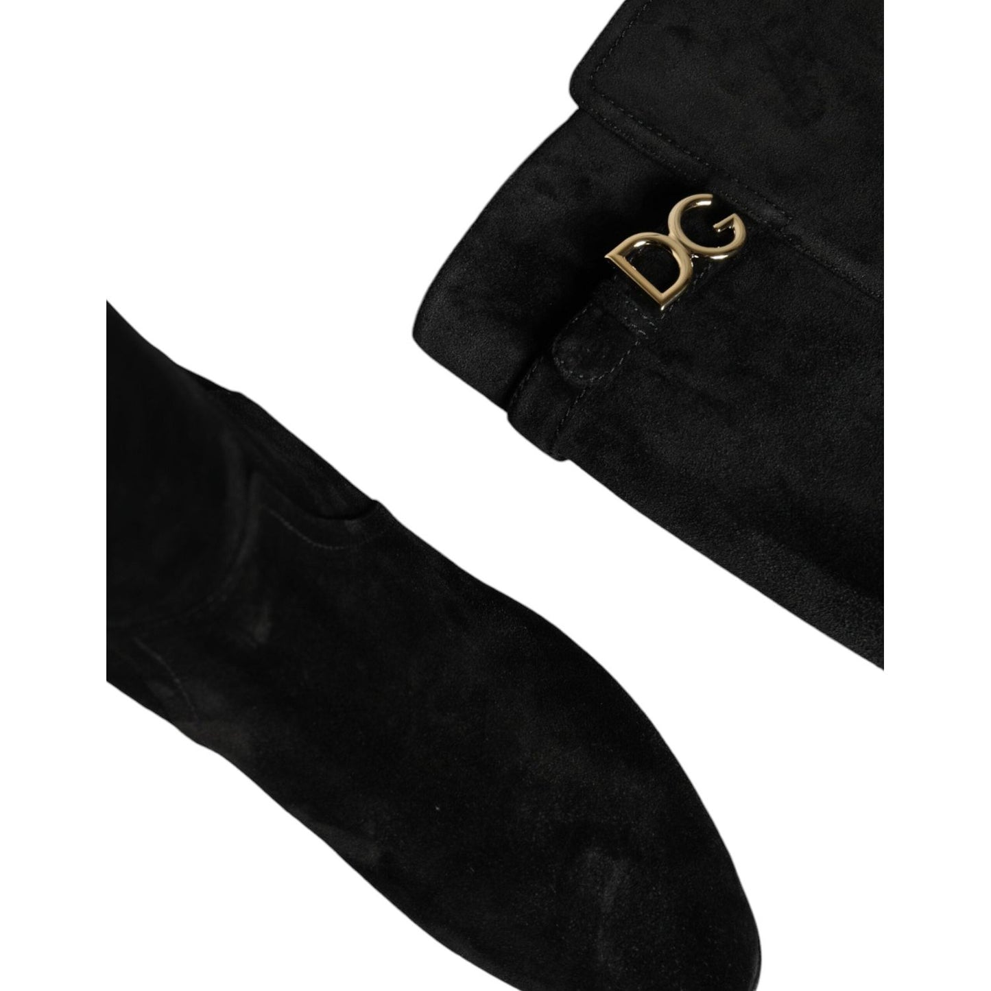 Dolce & Gabbana Black Suede Leather Knee High Boots Shoes Dolce & Gabbana Black