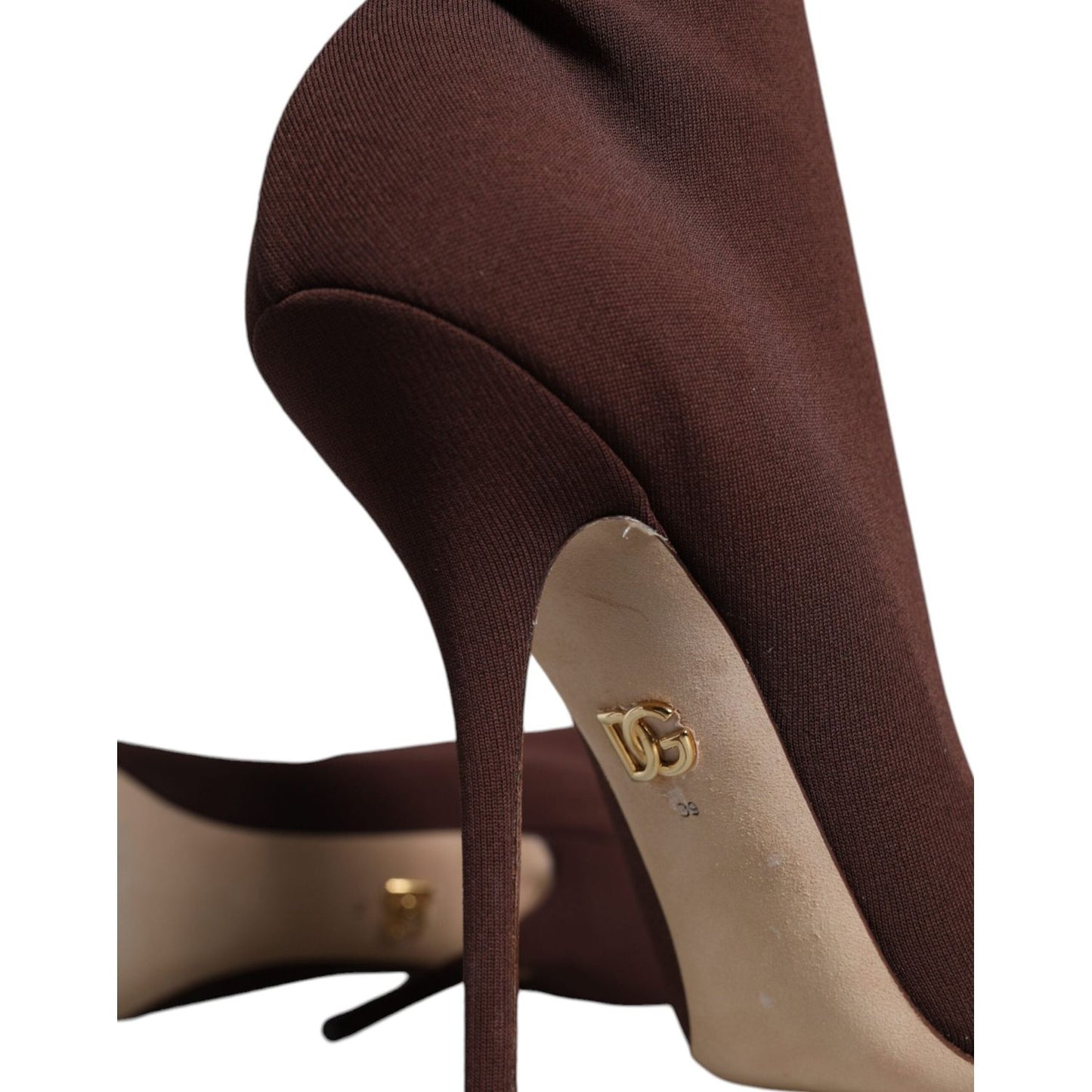 Dolce & Gabbana Brown Stiletto Heels Socks Ankle Boots Shoes Dolce & Gabbana Dark Slate Gray