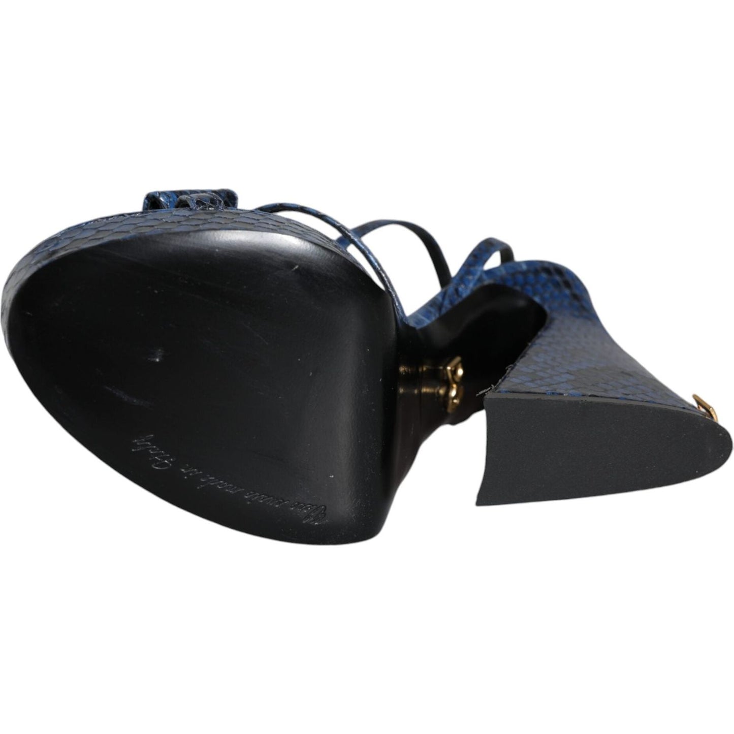 Dolce & Gabbana Blue Leather Ankle Strap Heels Sandals Shoes Dolce & Gabbana Dark Slate Gray