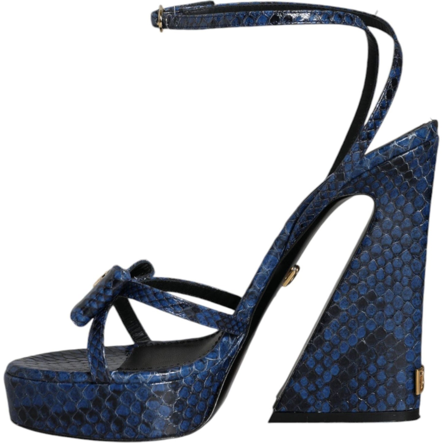 Dolce & Gabbana Blue Leather Ankle Strap Heels Sandals Shoes Dolce & Gabbana Dark Slate Gray