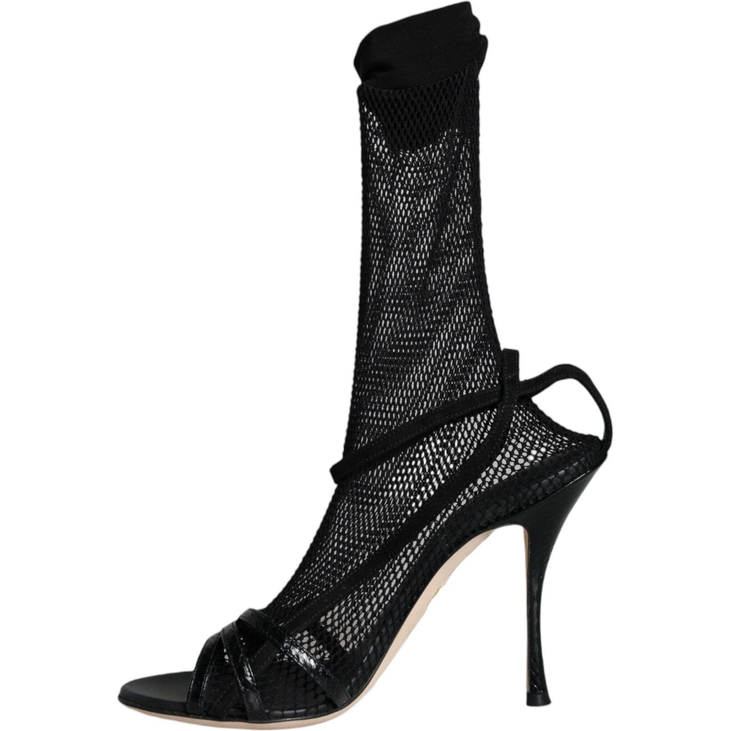 Dolce & Gabbana Black Mesh Stiletto Heels Sandals Shoes Dolce & Gabbana Black