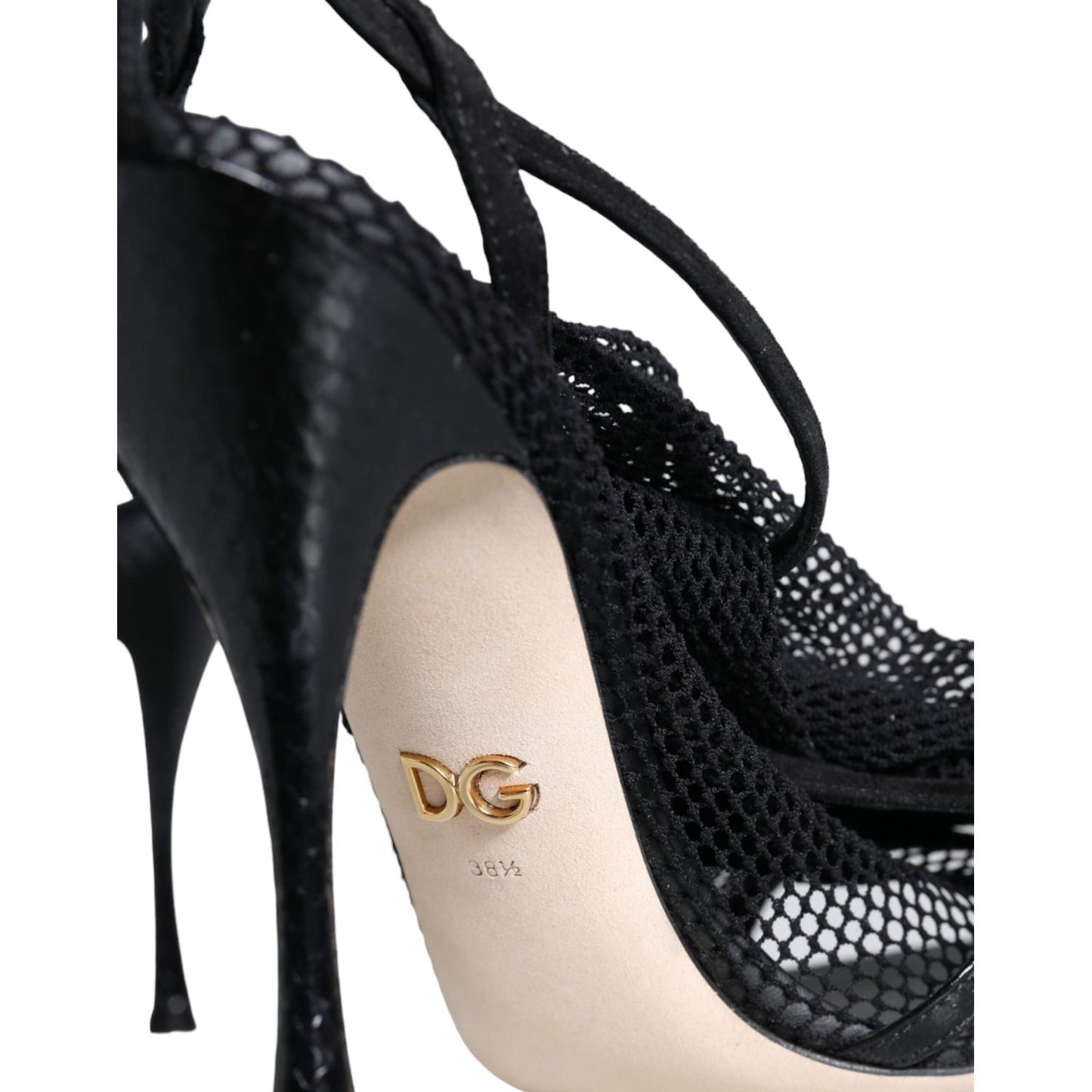 Dolce & Gabbana Black Mesh Stiletto Heels Sandals Shoes Dolce & Gabbana Gray