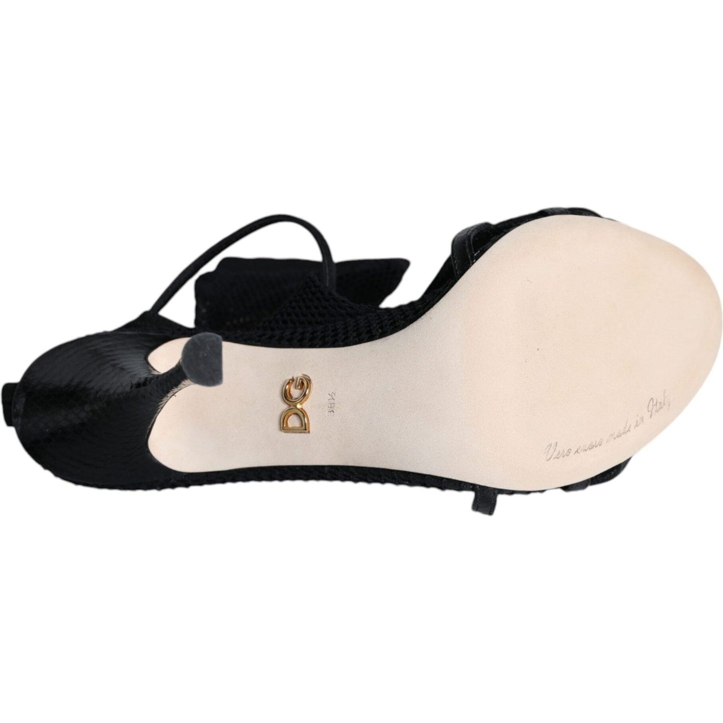 Dolce & Gabbana Black Mesh Stiletto Heels Sandals Shoes Dolce & Gabbana Black