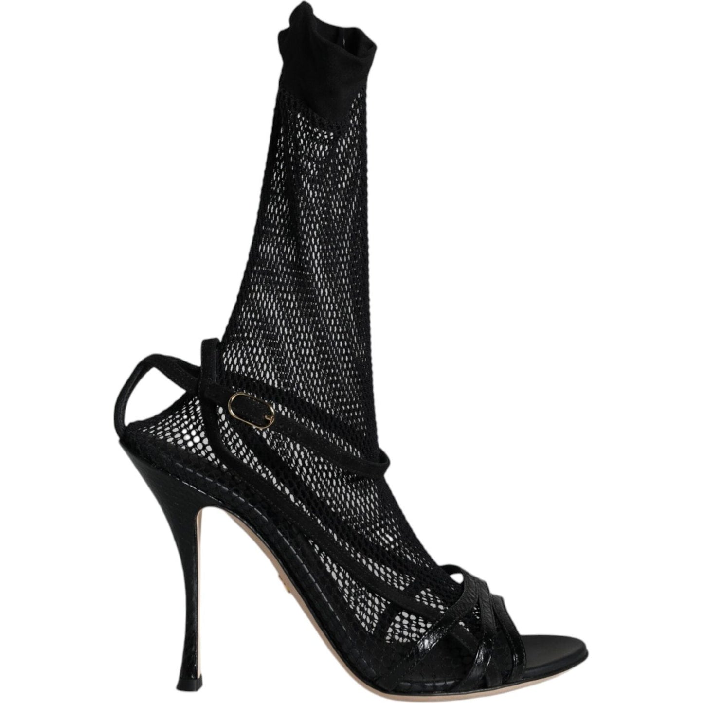 Dolce & Gabbana Black Mesh Stiletto Heels Sandals Shoes Dolce & Gabbana Black