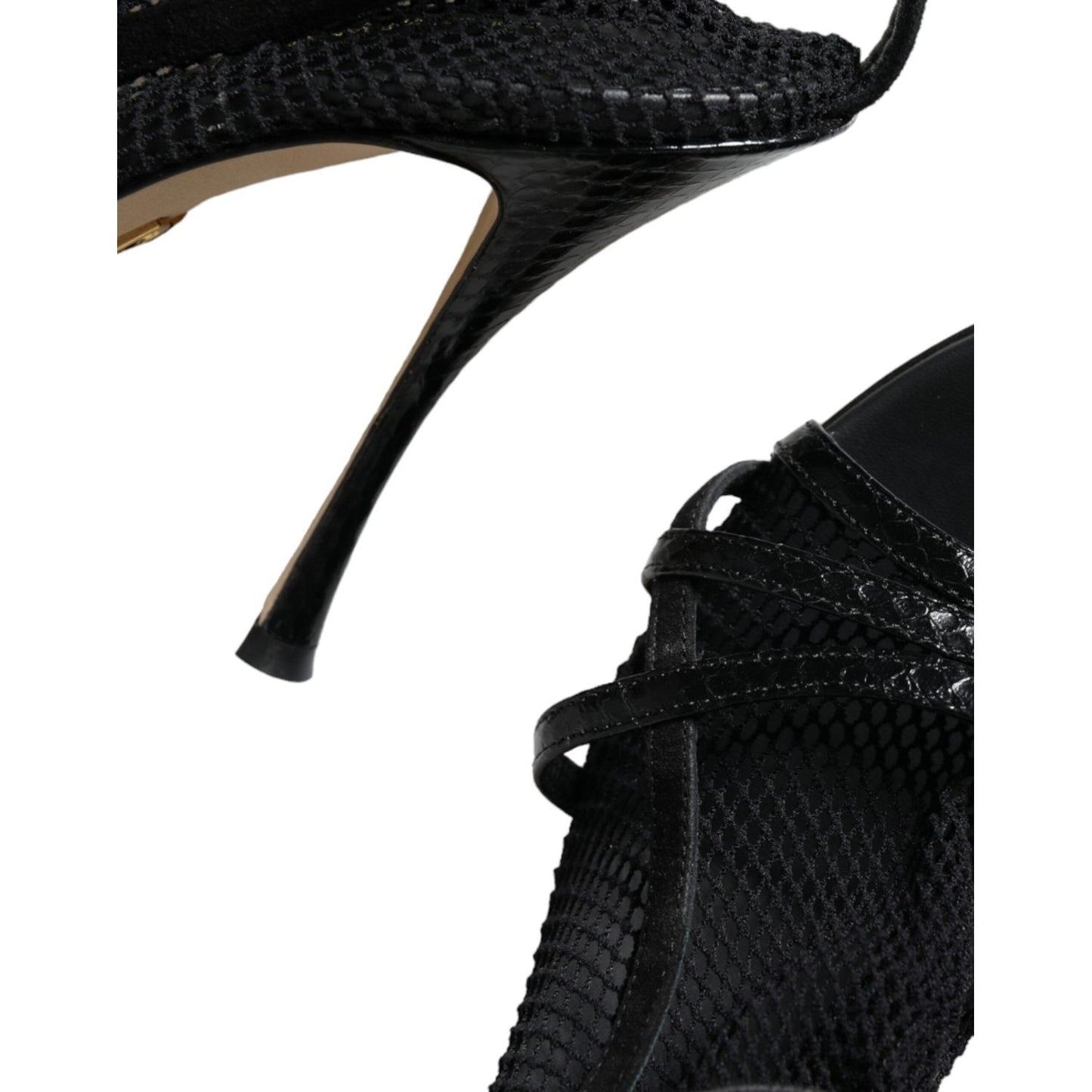 Dolce & Gabbana Black Mesh Stiletto Heels Sandals Shoes Dolce & Gabbana Black
