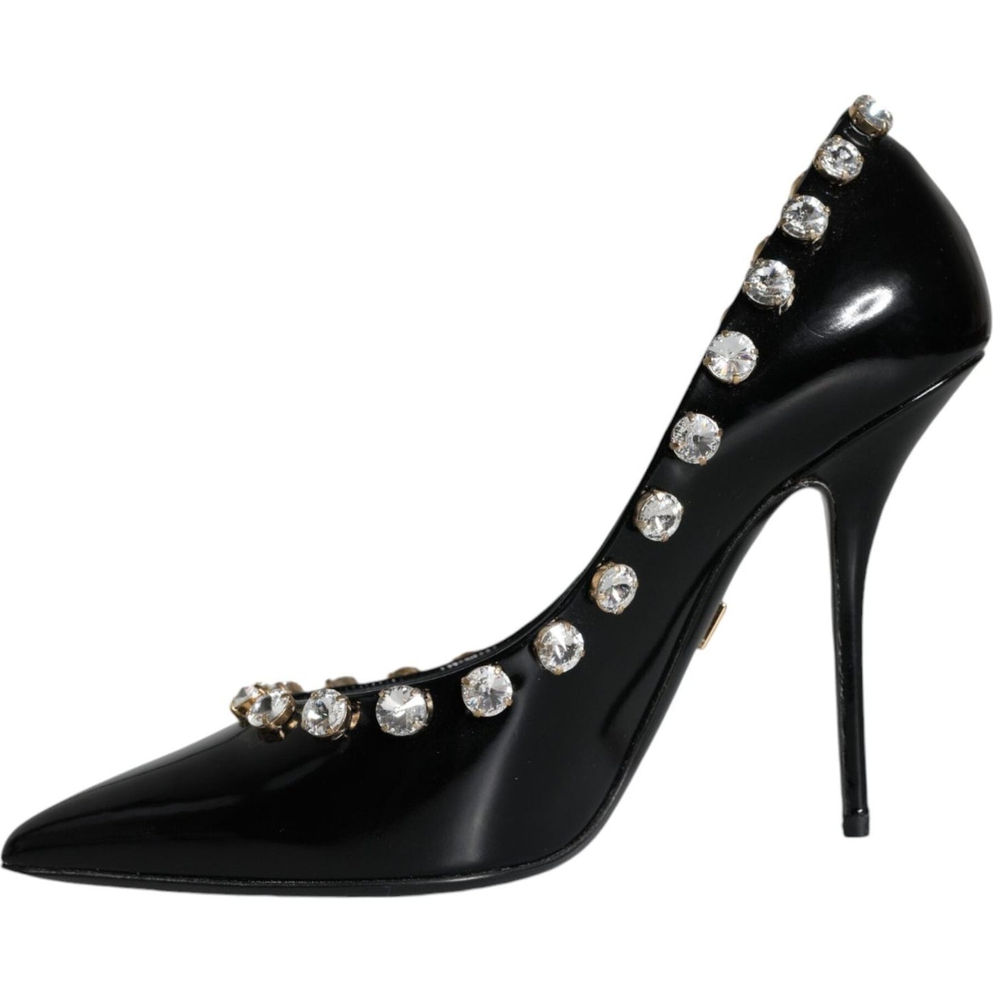Dolce & Gabbana Black Crystals Leather High Heels Pumps Shoes Dolce & Gabbana Black