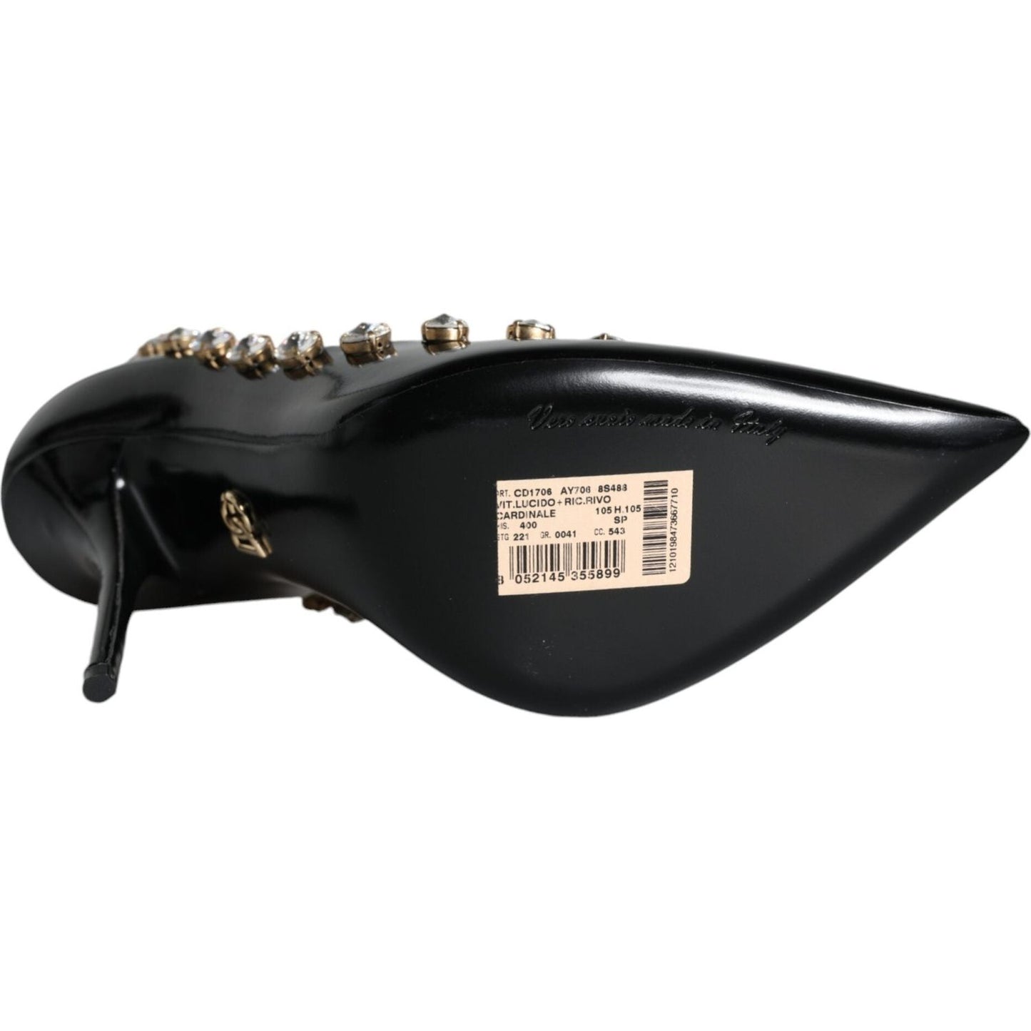 Dolce & Gabbana Black Crystals Leather High Heels Pumps Shoes Dolce & Gabbana Black