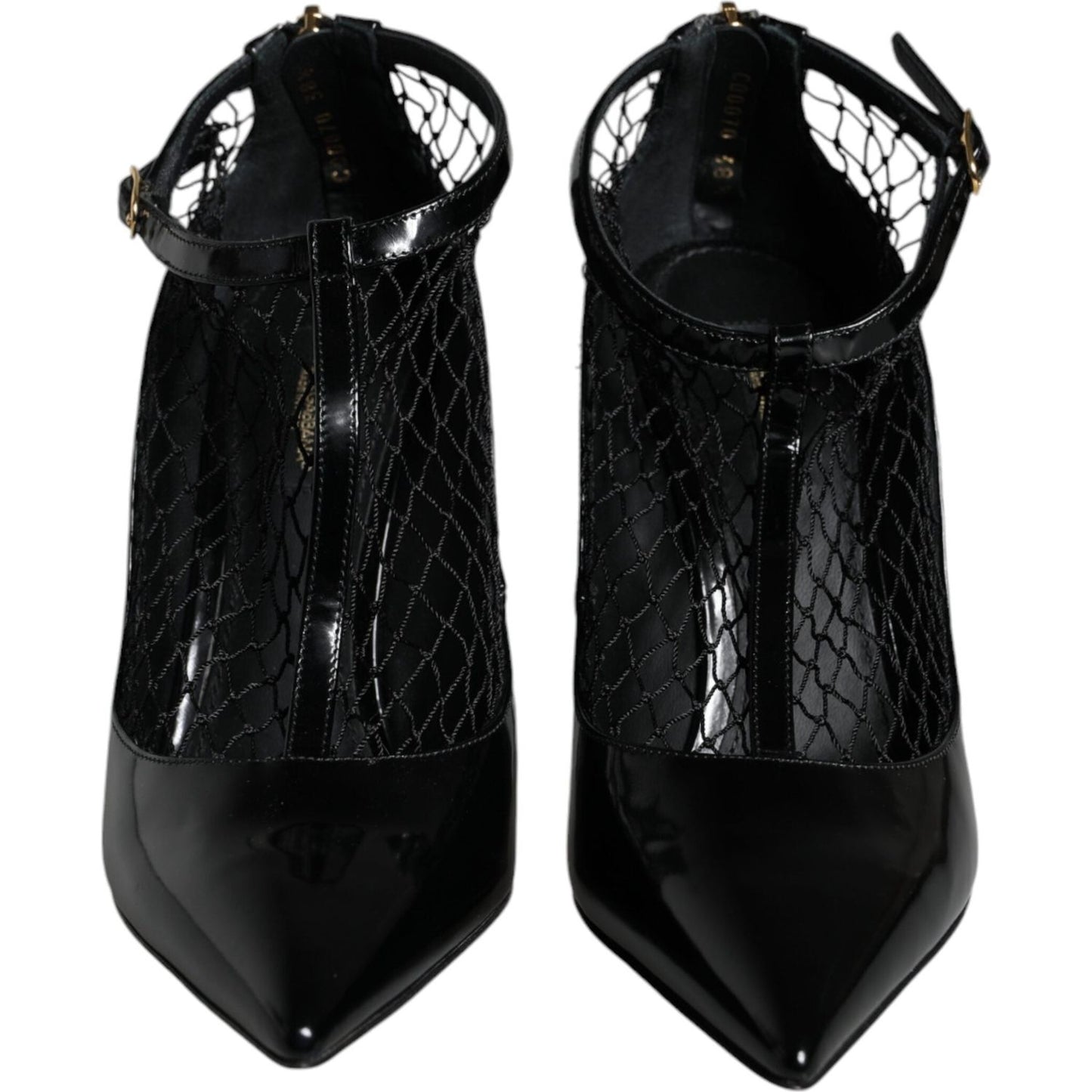 Dolce & Gabbana Black Mesh Patent Leather Heels Pumps Shoes Dolce & Gabbana Black