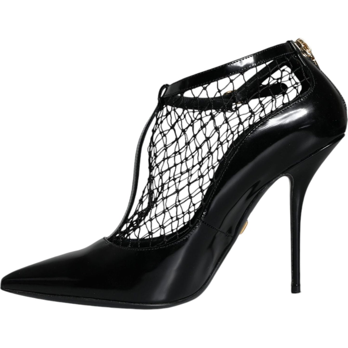 Dolce & Gabbana Black Mesh Patent Leather Heels Pumps Shoes Dolce & Gabbana Black