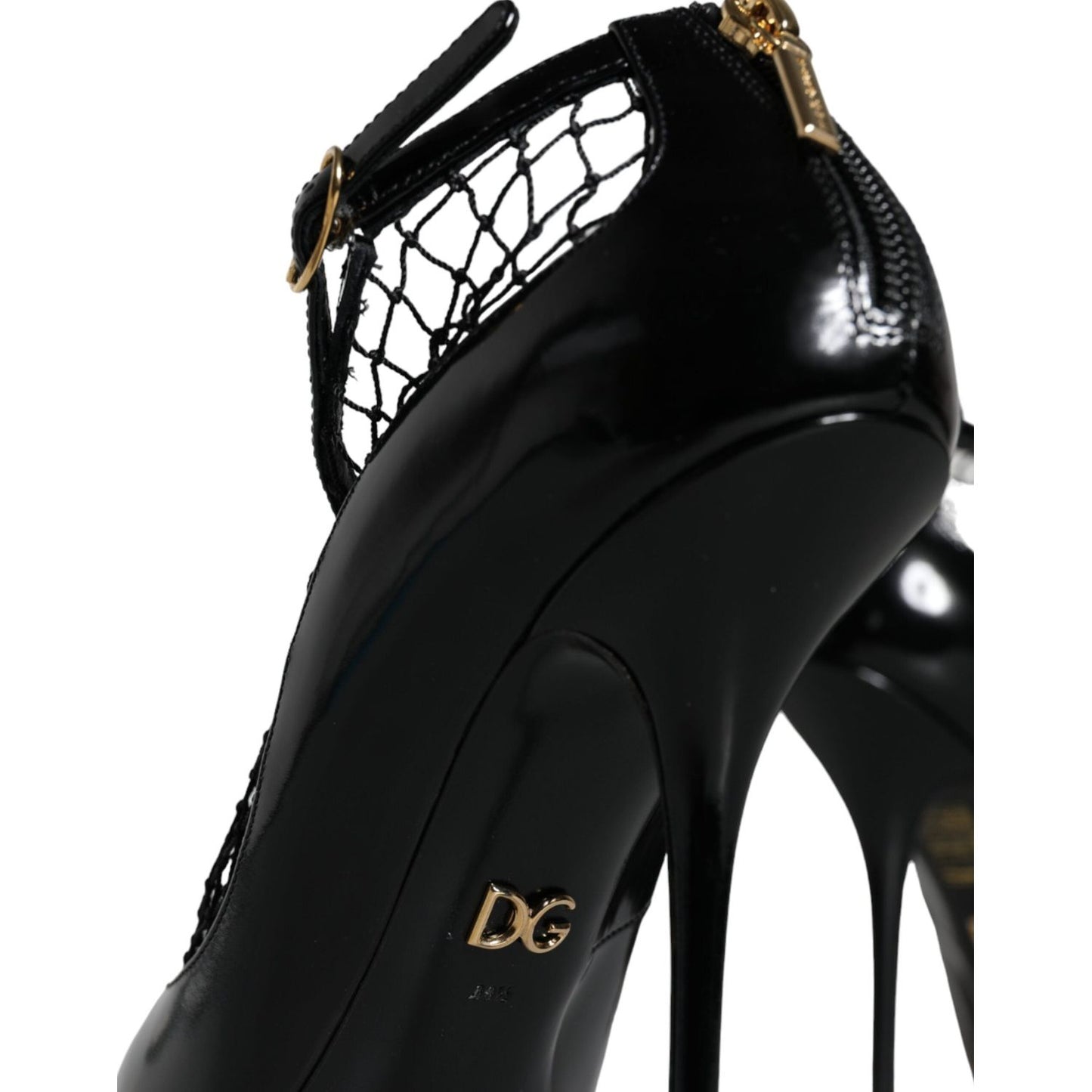 Dolce & Gabbana Black Mesh Patent Leather Heels Pumps Shoes Dolce & Gabbana Black