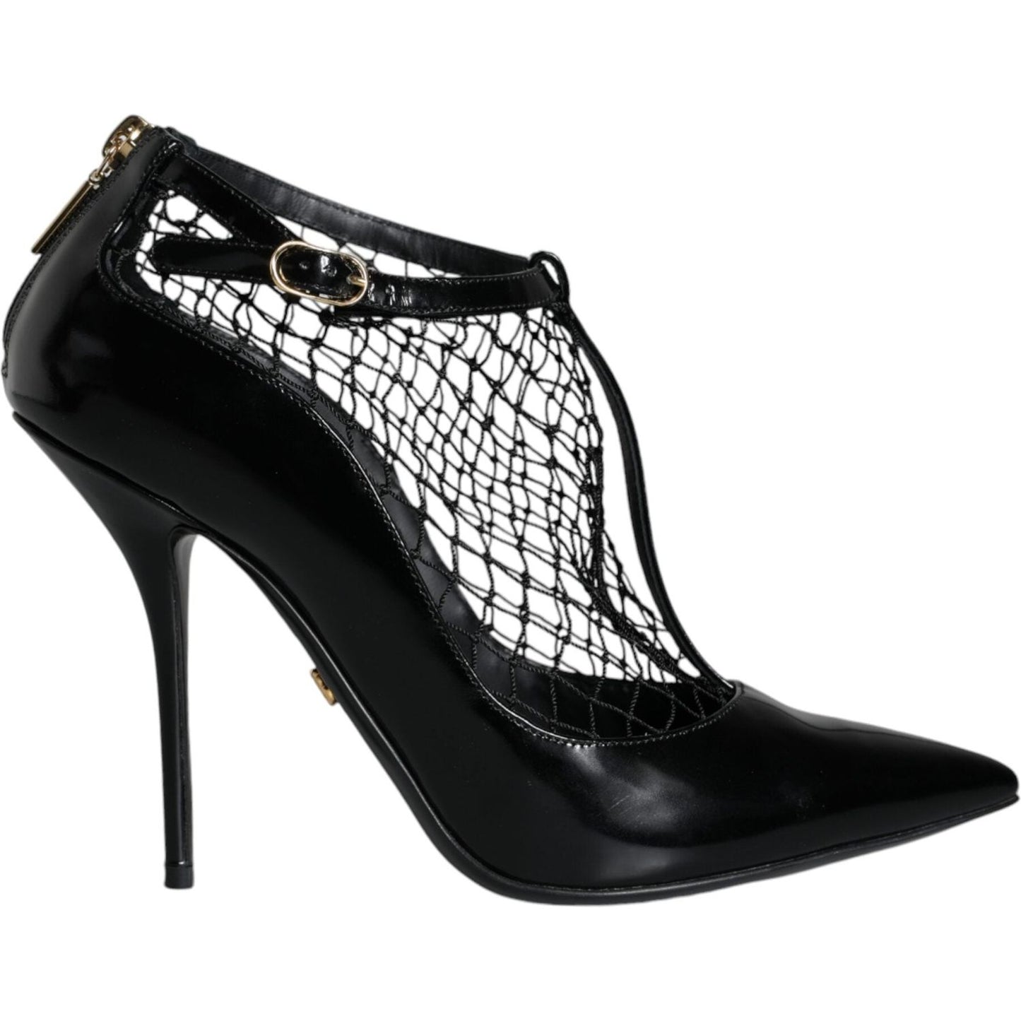 Dolce & Gabbana Black Mesh Patent Leather Heels Pumps Shoes Dolce & Gabbana Black