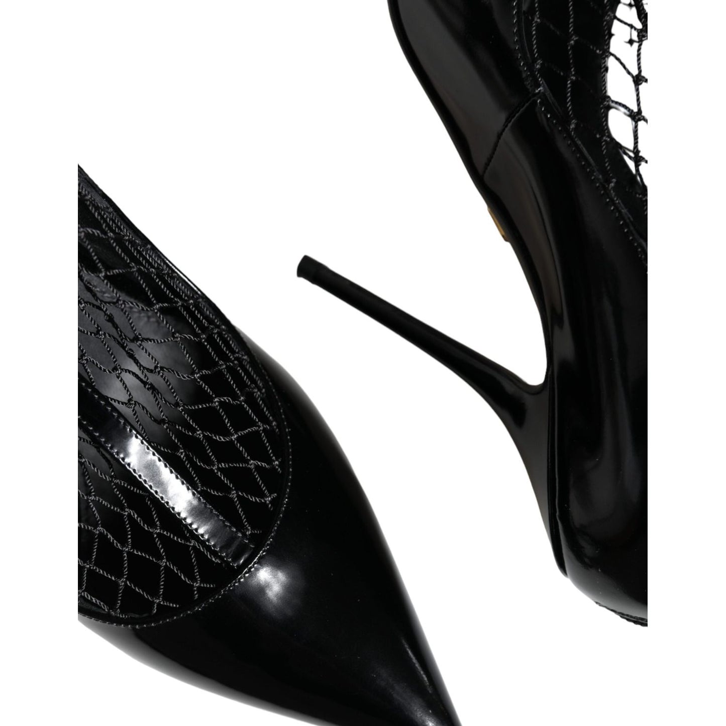 Dolce & Gabbana Black Mesh Patent Leather Heels Pumps Shoes Dolce & Gabbana Black