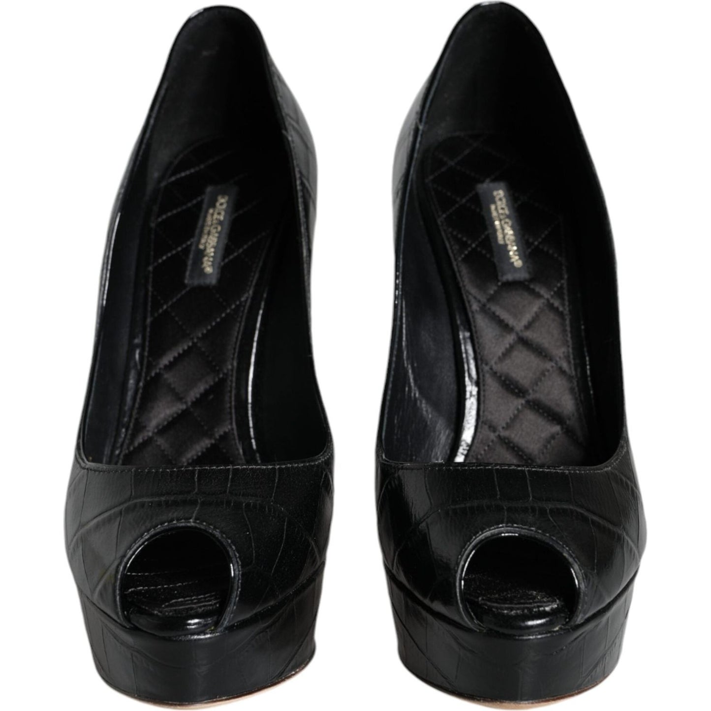 Dolce & Gabbana Black Leather Platform Heels Pumps Shoes Dolce & Gabbana Black