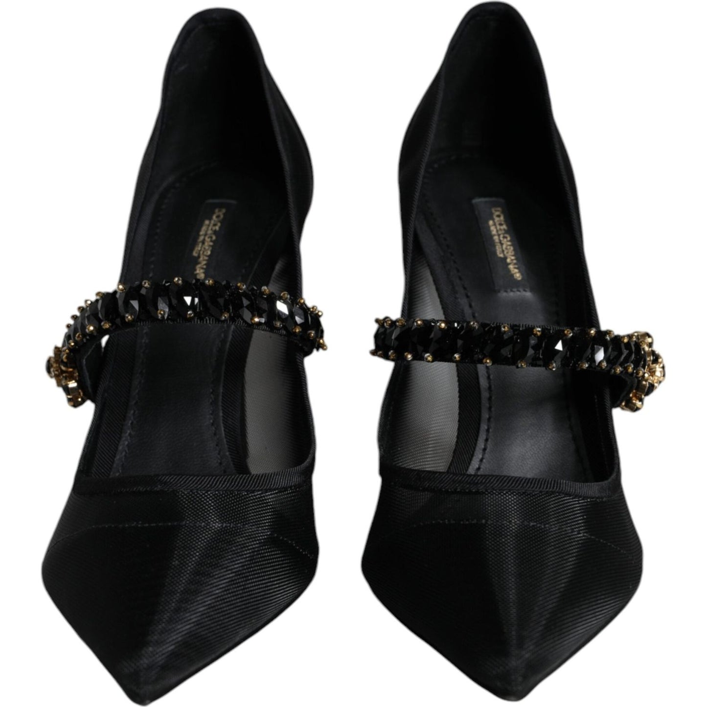 Dolce & Gabbana Black Mesh Mary Jane Crystal Heel Pumps Shoes Dolce & Gabbana Black