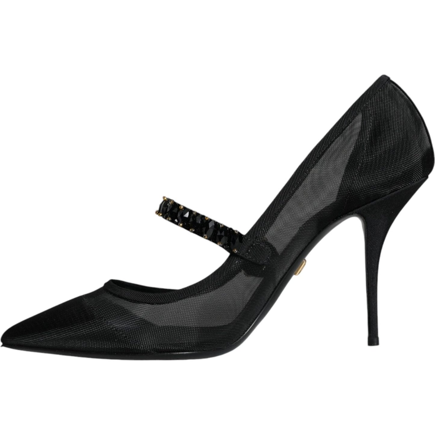 Dolce & Gabbana Black Mesh Mary Jane Crystal Heel Pumps Shoes Dolce & Gabbana Black