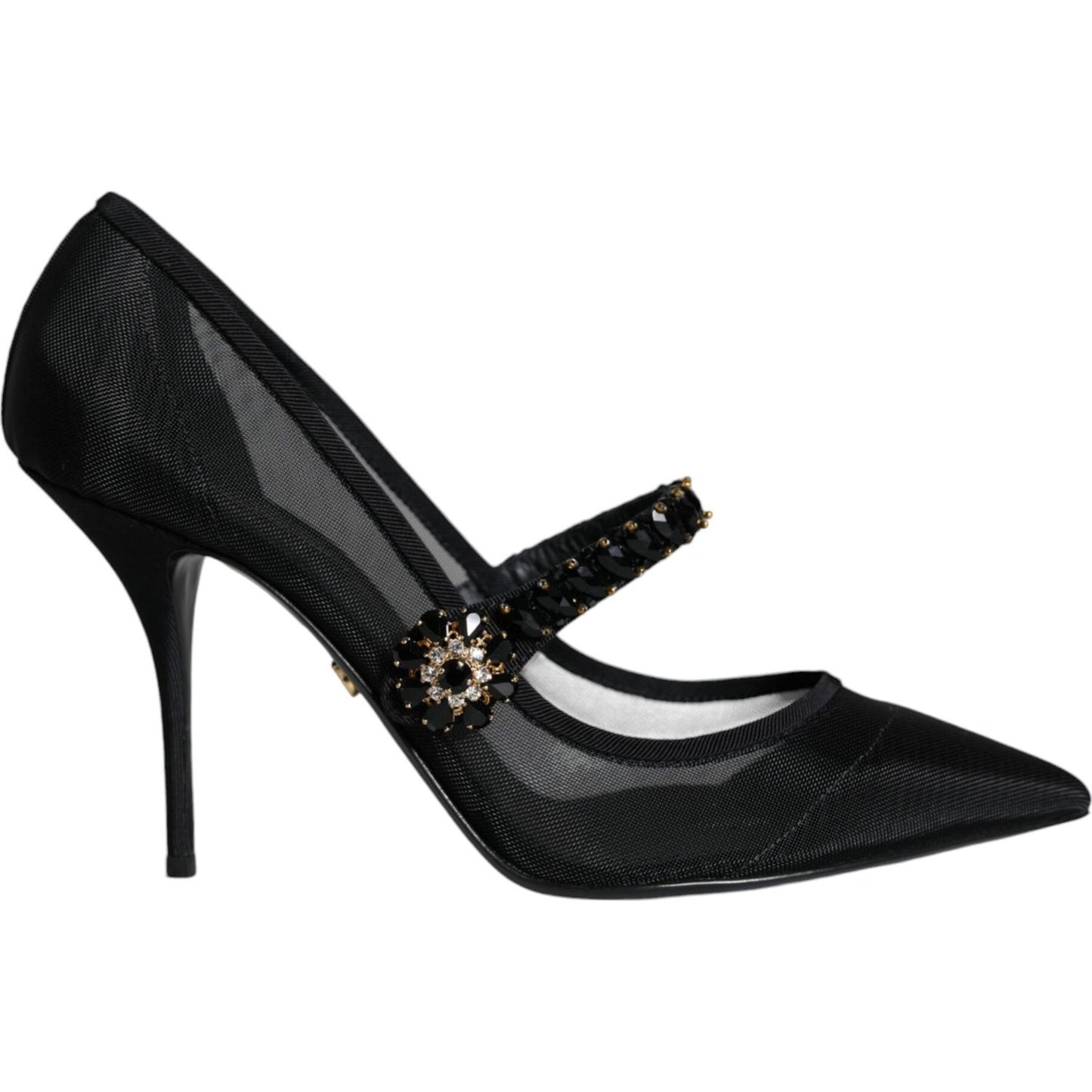 Dolce & Gabbana Black Mesh Mary Jane Crystal Heel Pumps Shoes Dolce & Gabbana Black