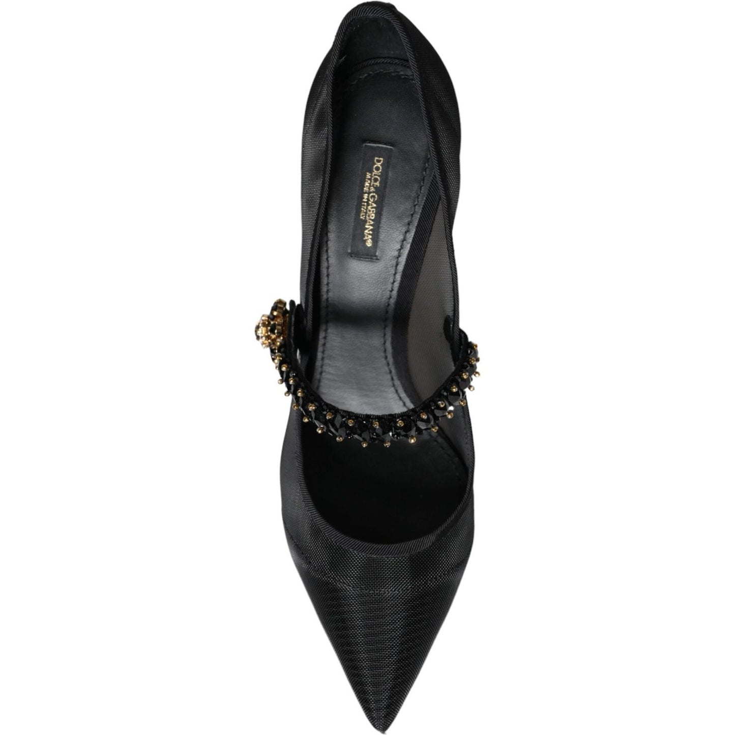 Dolce & Gabbana Black Mesh Mary Jane Crystal Heel Pumps Shoes Dolce & Gabbana Black