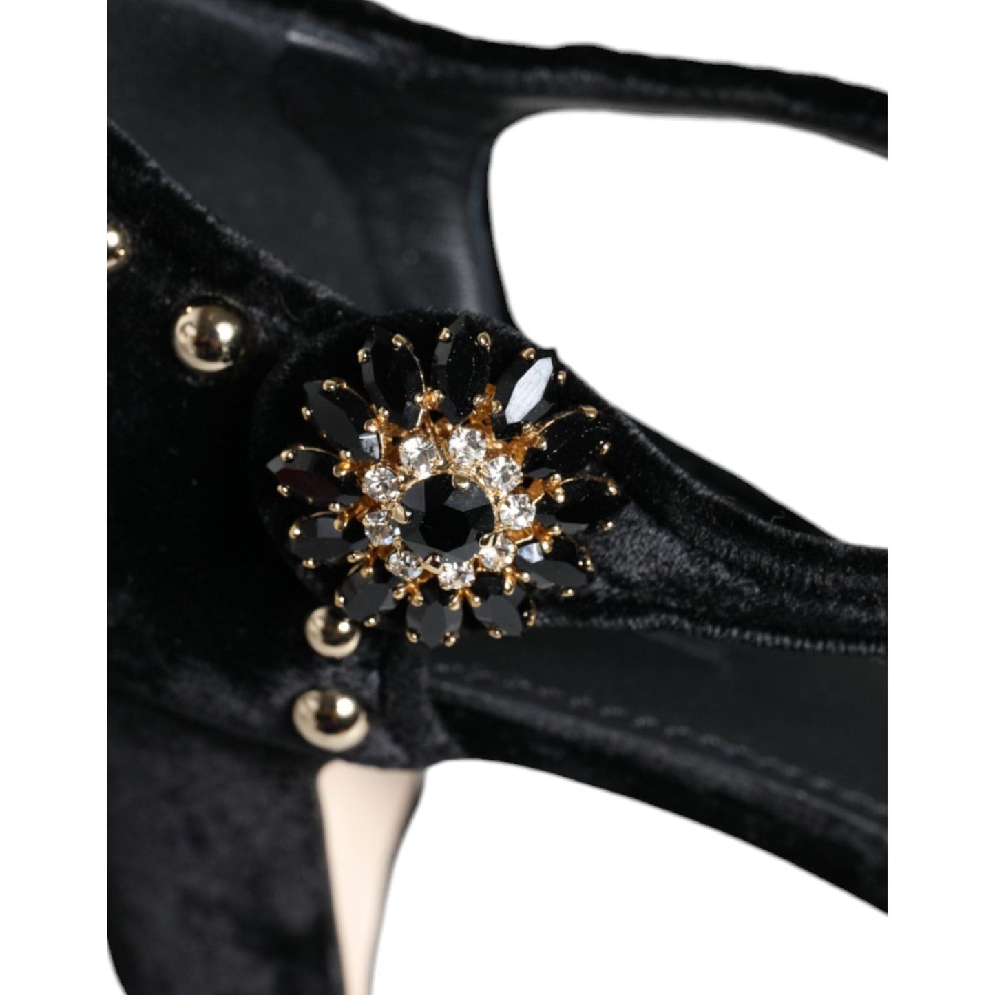 Dolce & Gabbana Black Velvet Roses Ankle Strap Pumps Shoes Dolce & Gabbana Black