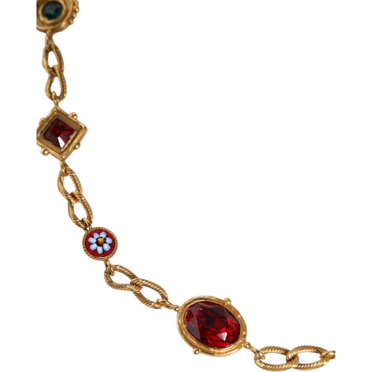 Dolce & Gabbana Black Leather Gold Brass Crystal Chain Waist Belt Dolce & Gabbana Sienna