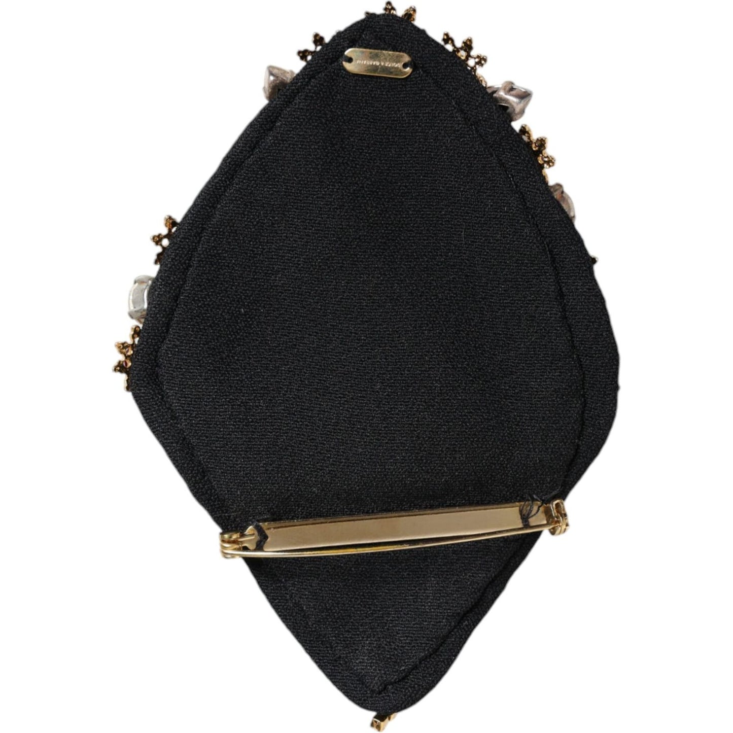 Dolce & Gabbana Gold Tone Brass Sacred Heart Crystal Embellished Brooch Brooch Dolce & Gabbana Black