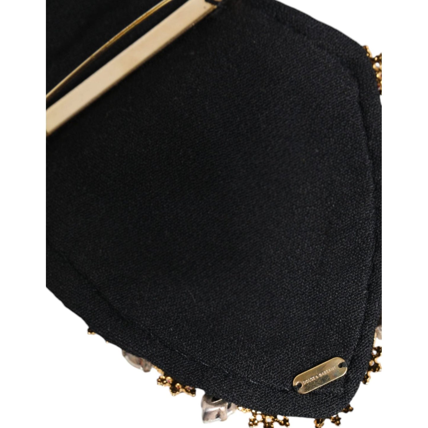 Dolce & Gabbana Gold Tone Brass Sacred Heart Crystal Embellished Brooch Brooch Dolce & Gabbana Black