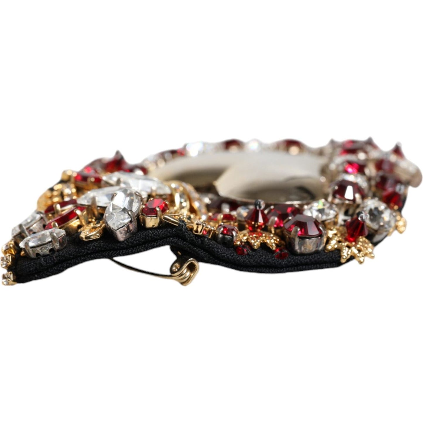 Dolce & Gabbana Gold Tone Brass Sacred Heart Crystal Embellished Brooch Brooch Dolce & Gabbana Dark Gray