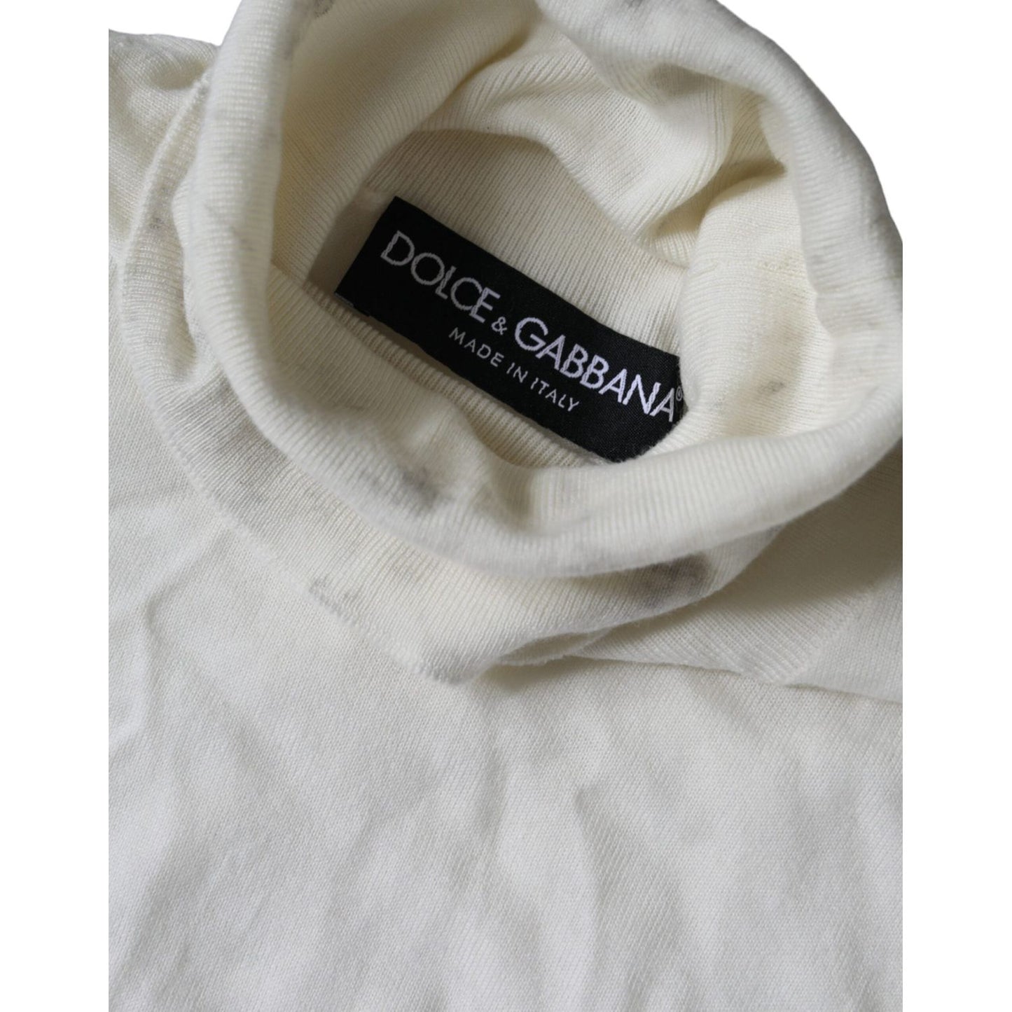Dolce & Gabbana Off White Wool Turtle Neck Pullover Sweater Dolce & Gabbana Gray
