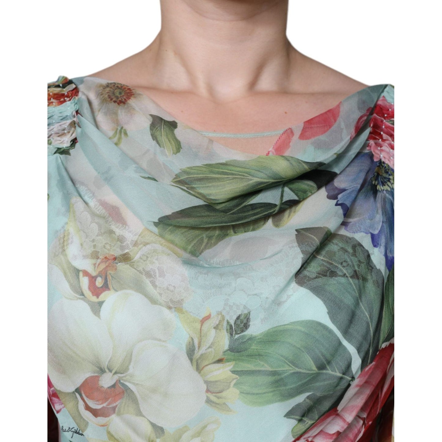 Dolce & Gabbana Multicolor Floral Silk Long Gown Dress Dolce & Gabbana Dark Gray