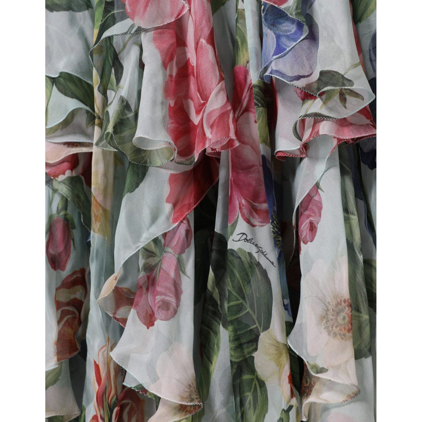 Dolce & Gabbana Multicolor Floral Silk Long Gown Dress Dolce & Gabbana Dim Gray