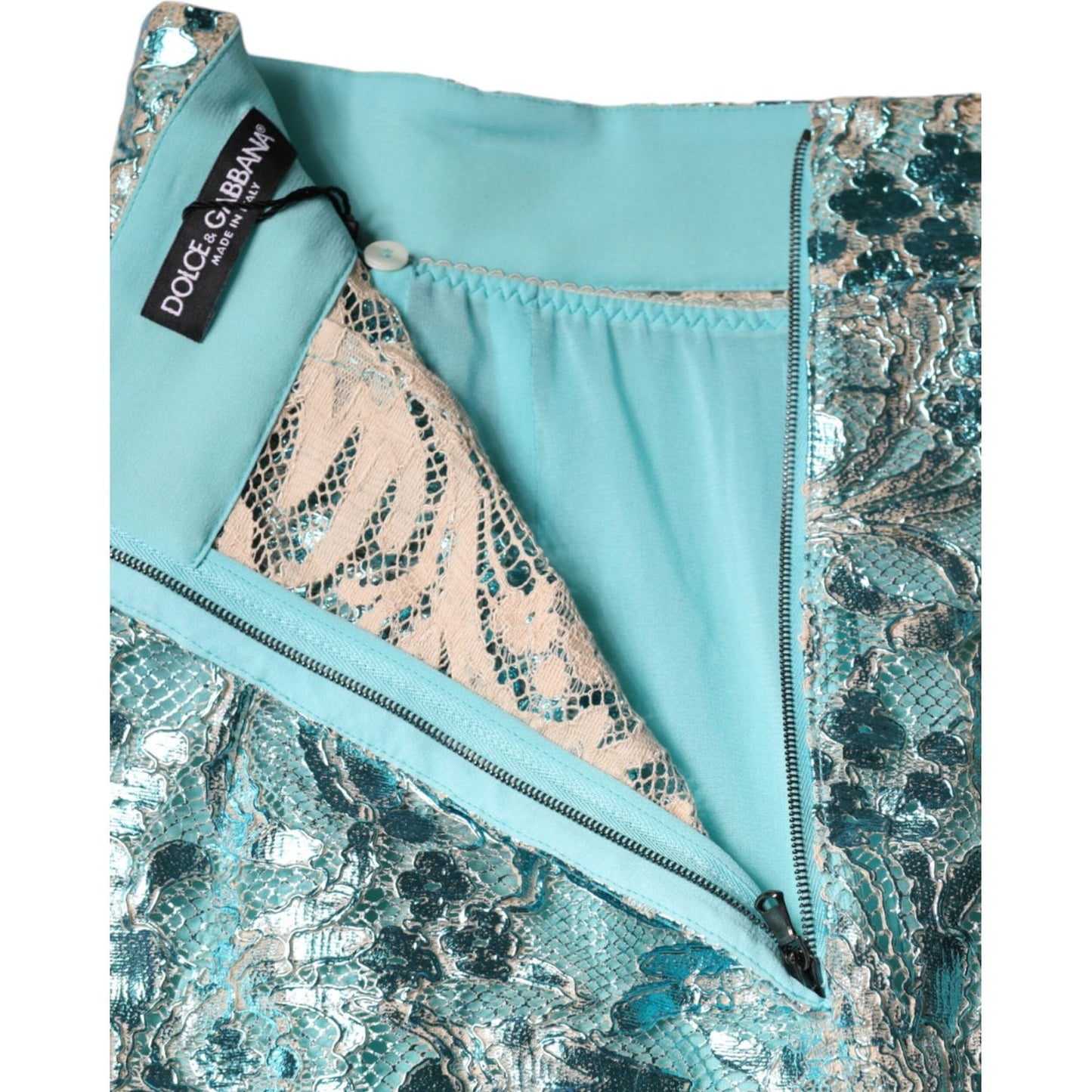 Dolce & Gabbana Blue Floral Brocade High Waist Mini Skirt Dolce & Gabbana Dark Gray