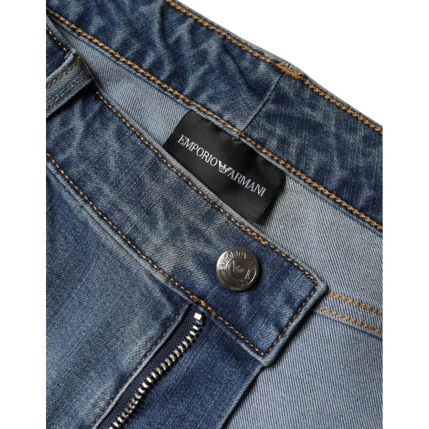 Emporio Armani Blue Washed High Waisted Skinny Women Denim Jeans Emporio Armani Dark Slate Gray