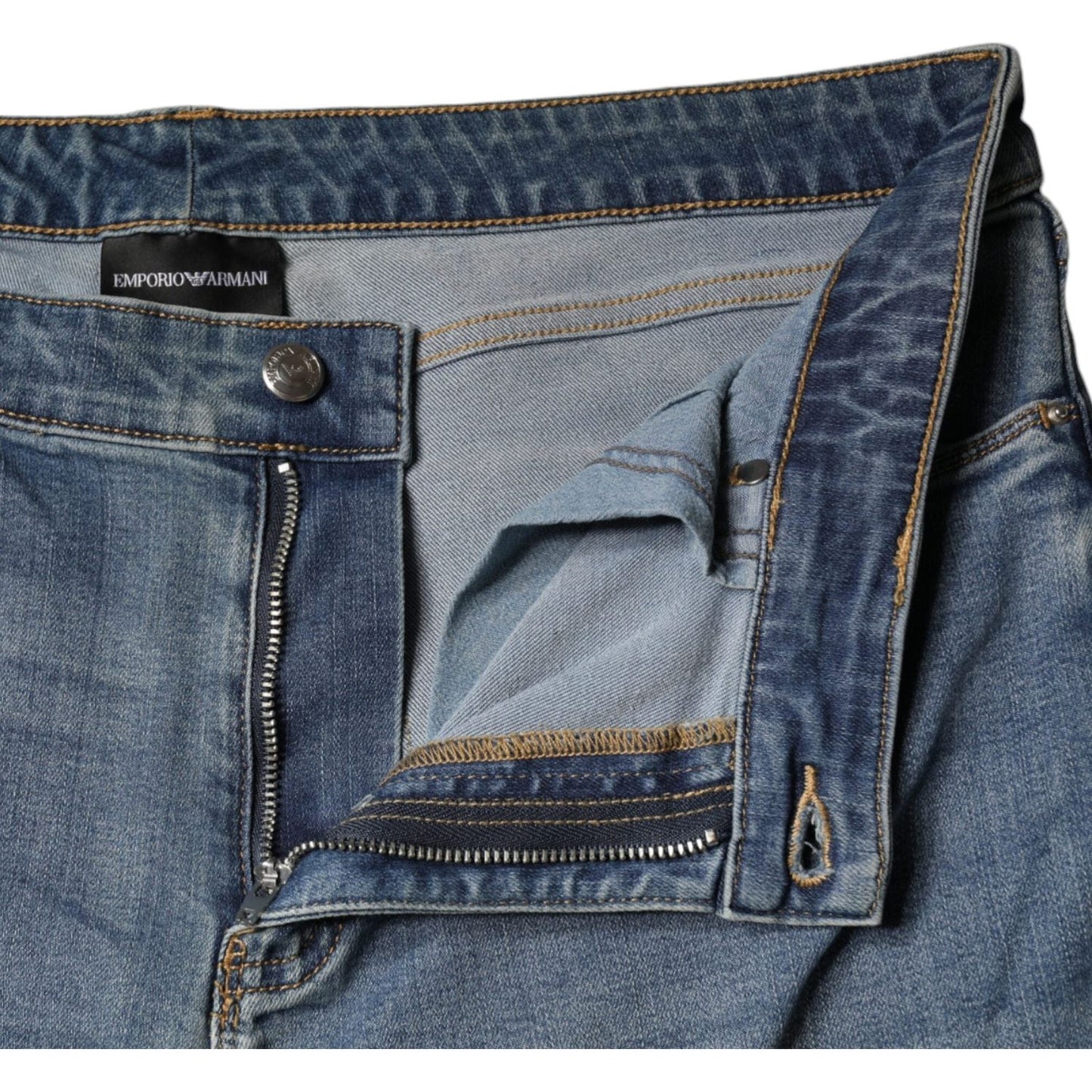 Emporio Armani Blue Washed High Waisted Skinny Women Denim Jeans Emporio Armani Dim Gray