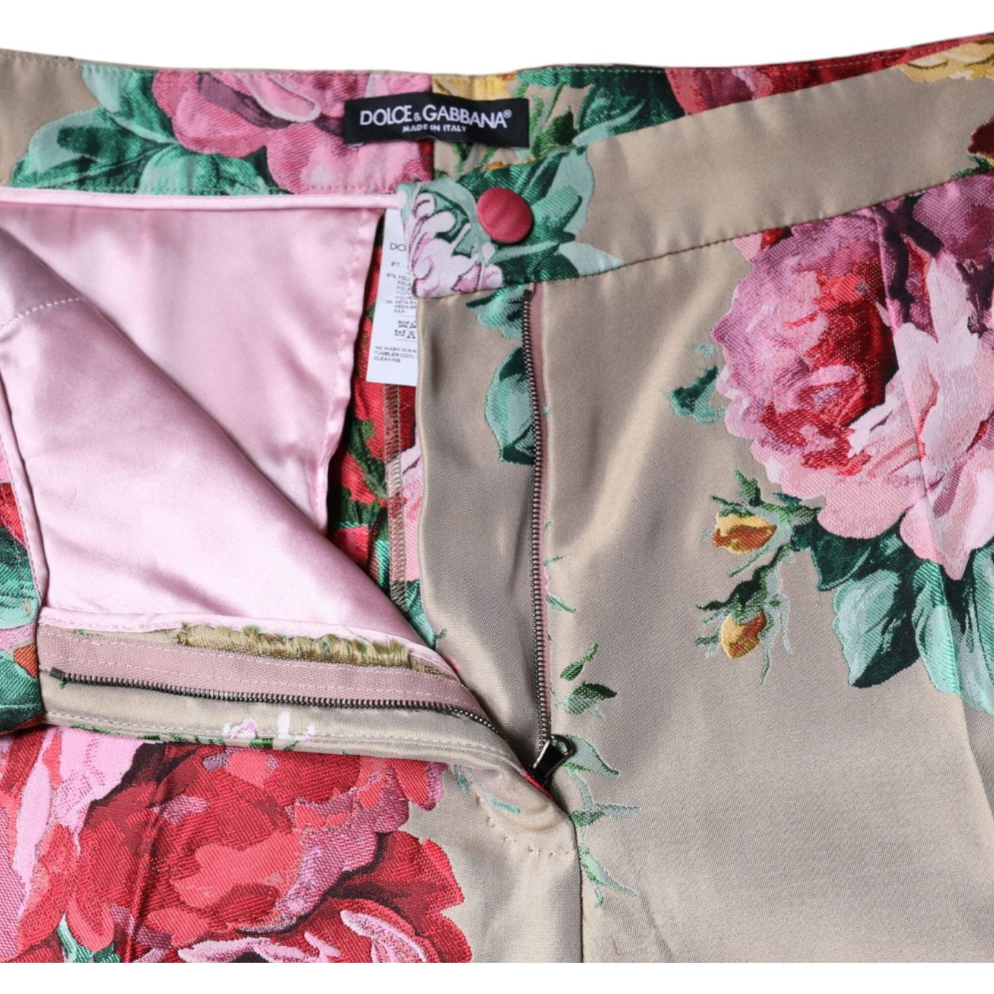 Dolce & Gabbana Beige Floral Jacquard High Waist Tapered Pants Dolce & Gabbana Dark Gray