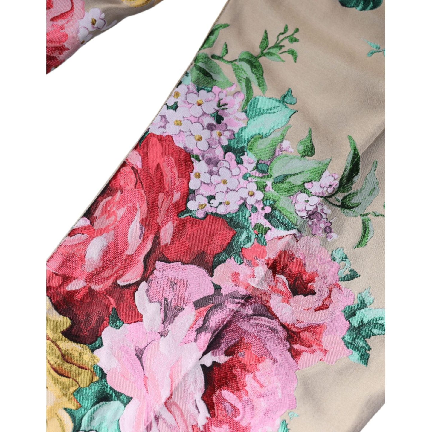 Dolce & Gabbana Beige Floral Jacquard High Waist Tapered Pants Dolce & Gabbana Gray