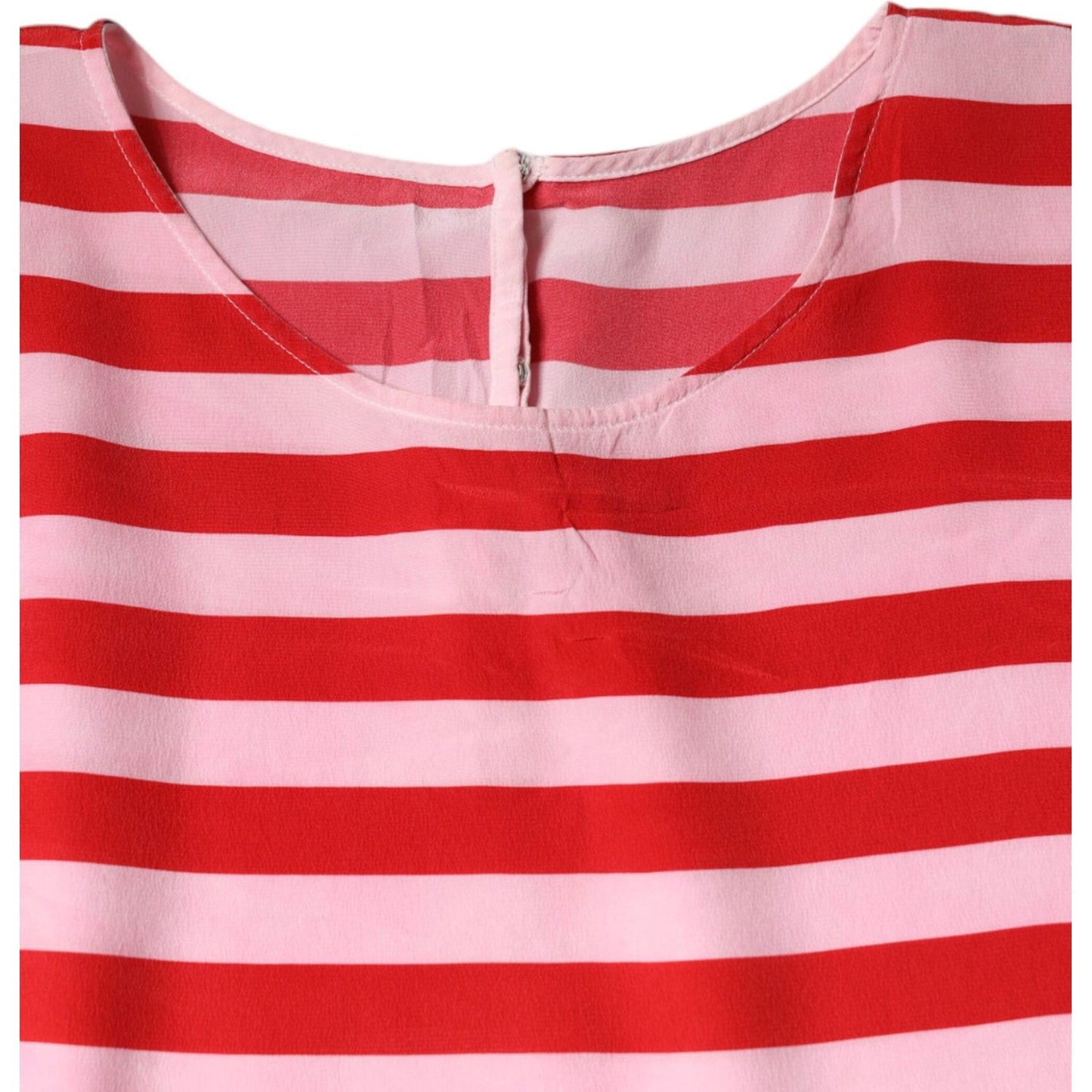 Dolce & Gabbana White Red Striped Silk Round Neck T-shirt Dolce & Gabbana Firebrick