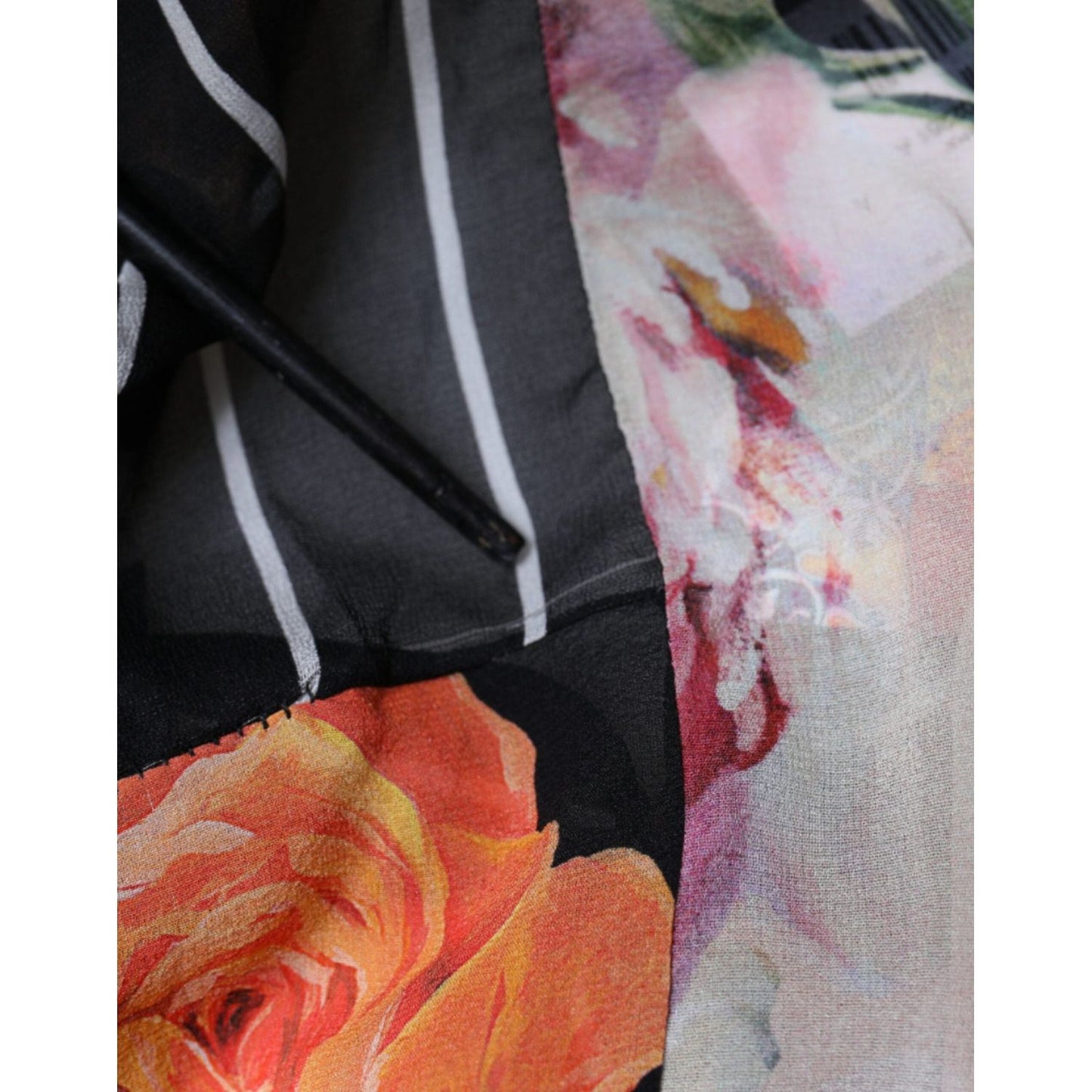 Dolce & Gabbana Multicolor Patchwork Silk Collared Blouse Top Dolce & Gabbana Dark Gray
