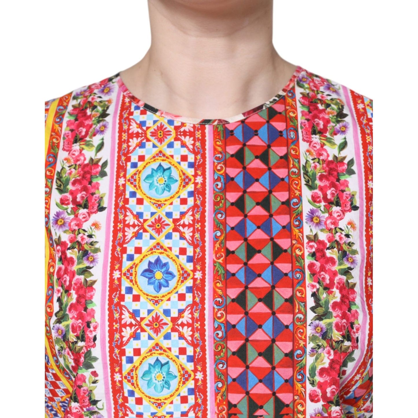 Dolce & Gabbana Multicolor Cotton Carretto Floral Tank Top Dolce & Gabbana Gray