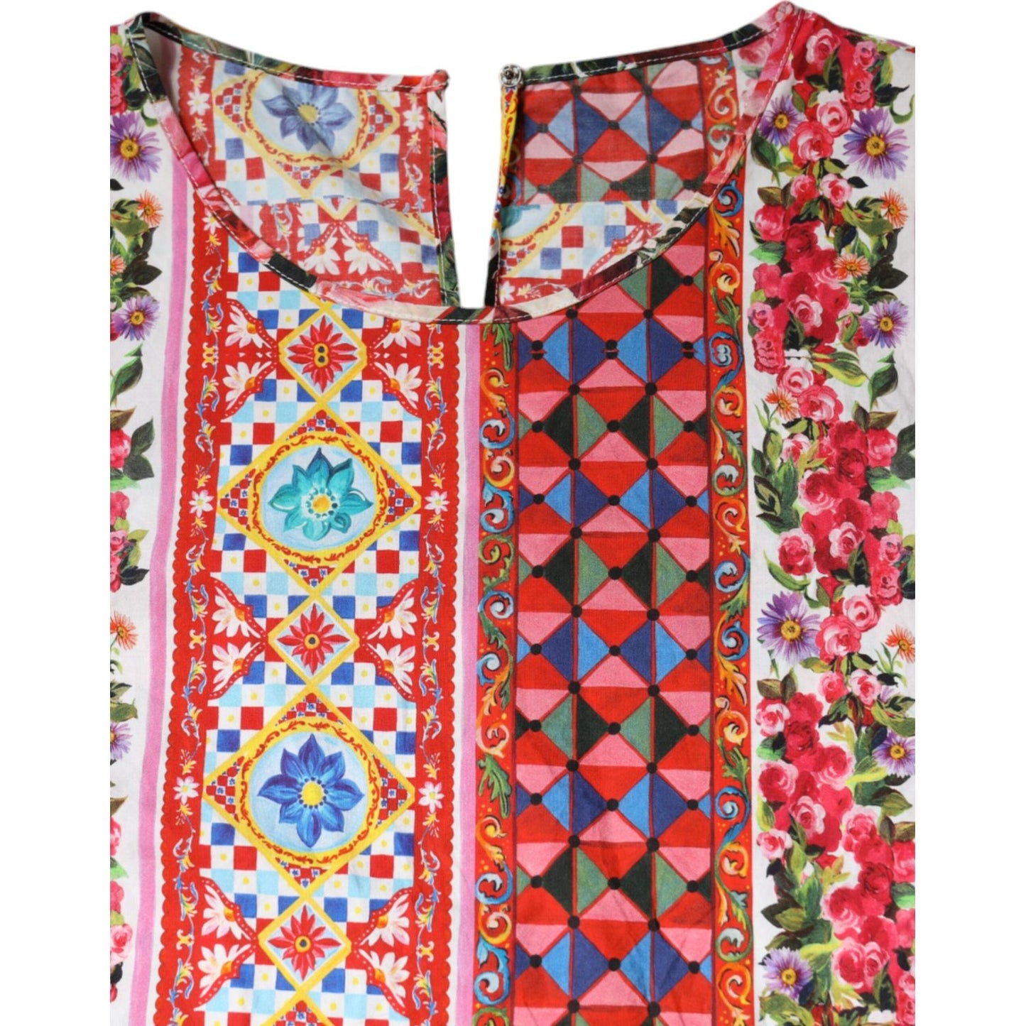 Dolce & Gabbana Multicolor Cotton Carretto Floral Tank Top Dolce & Gabbana Maroon